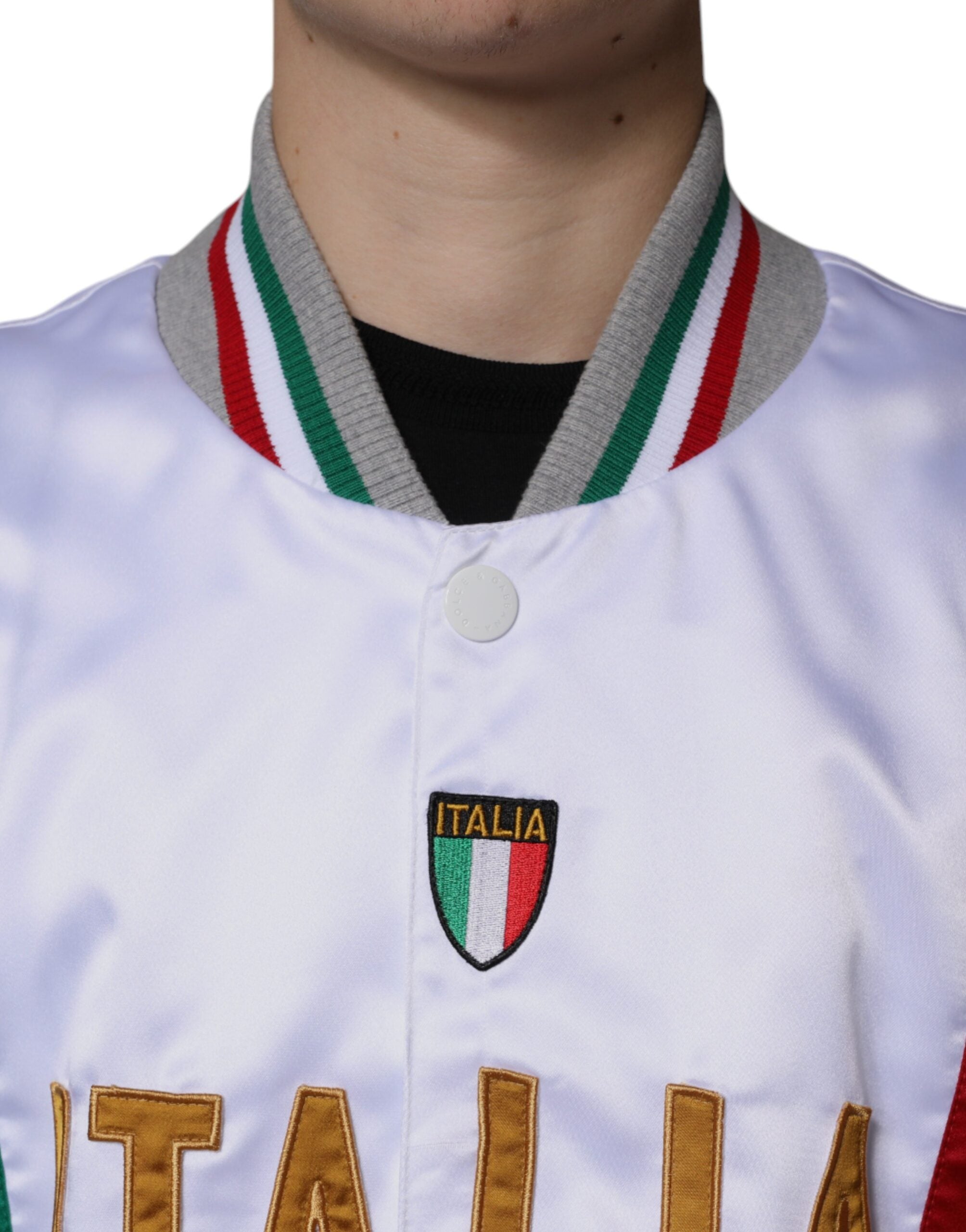 Multicolor Italia Button Down Bomber Jacket - ventzia