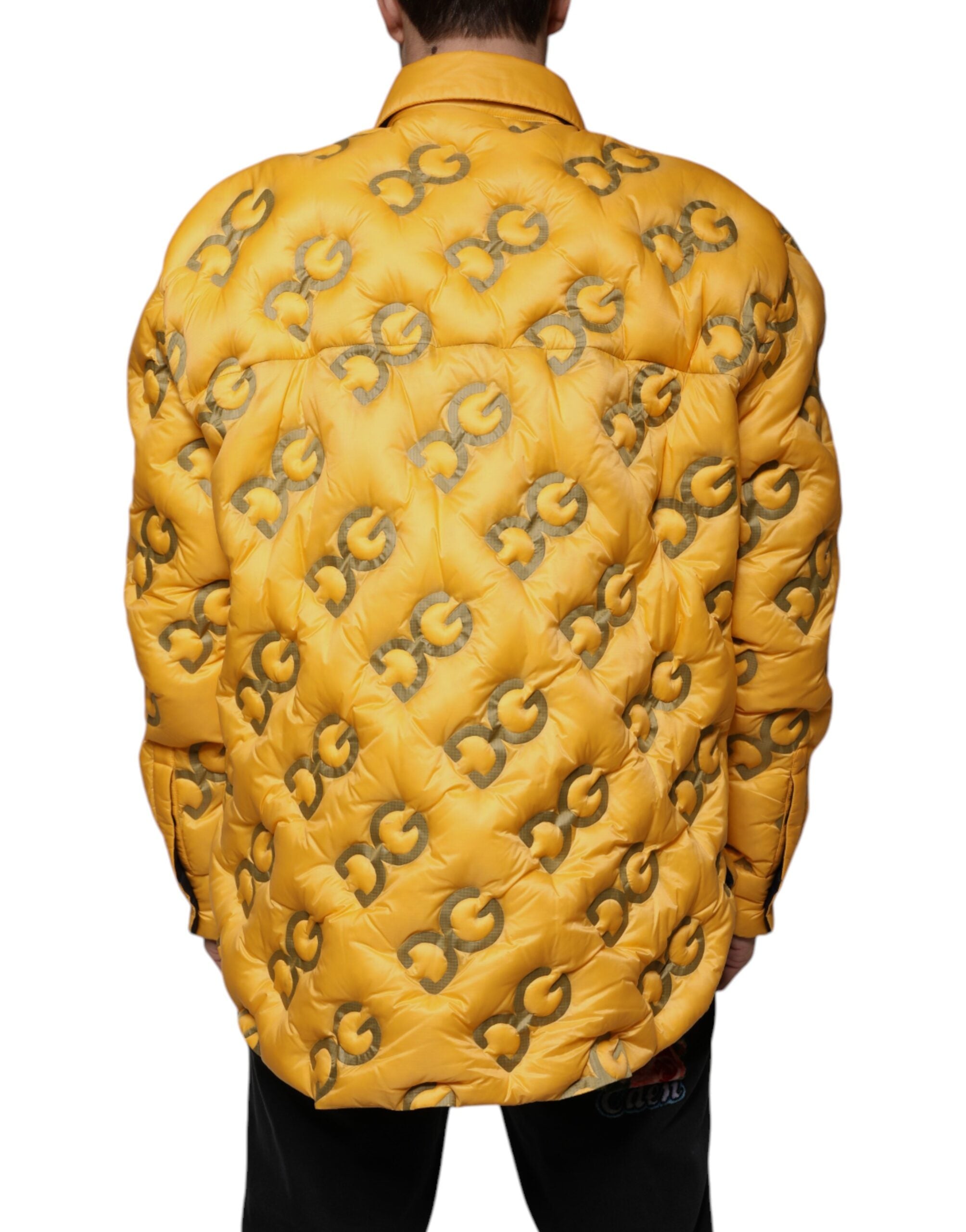 Yellow Logo Padded Buttoned Blouson Jacket - ventzia