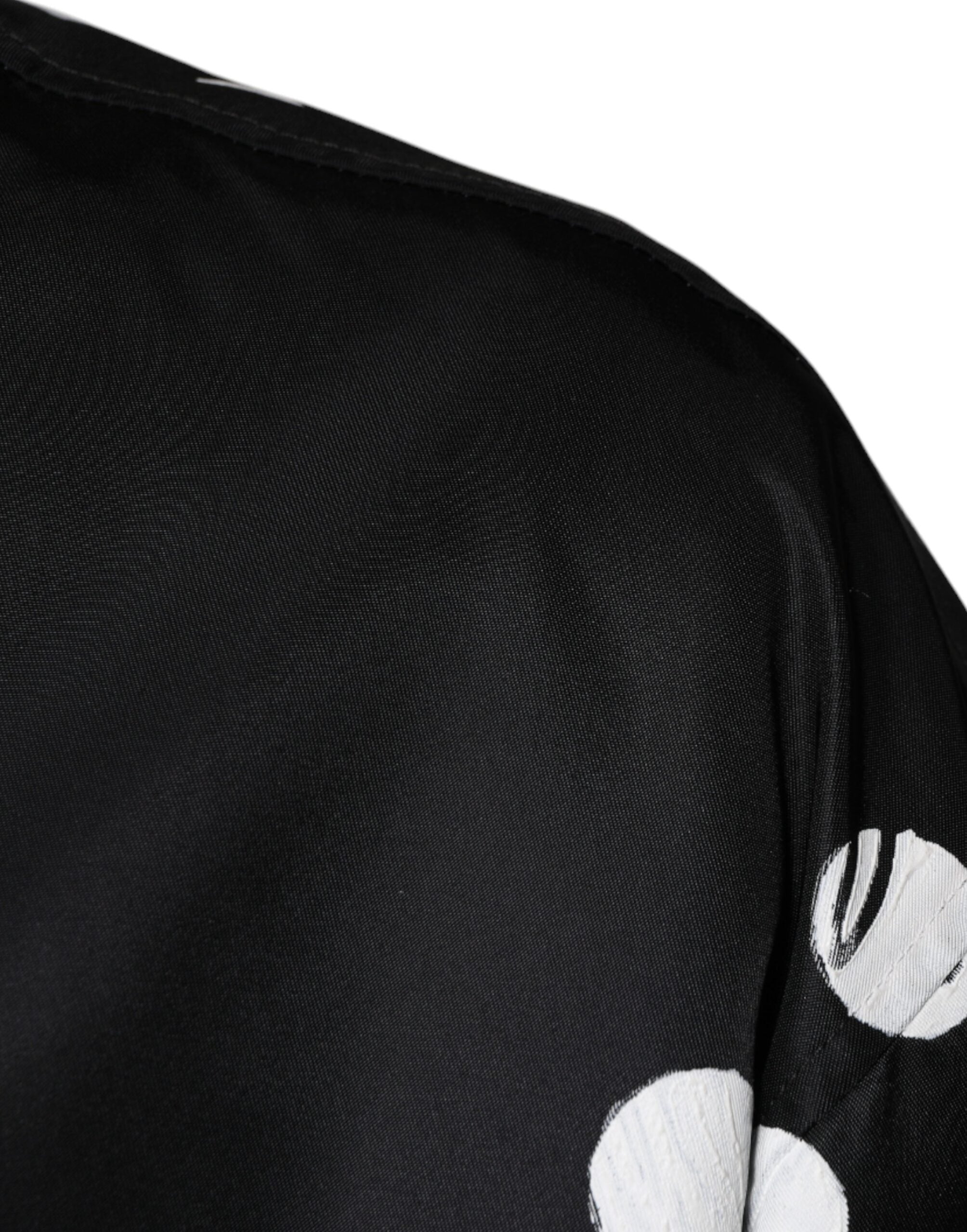 Black Polka Dot Stripe Nylon Bomber Jacket - ventzia