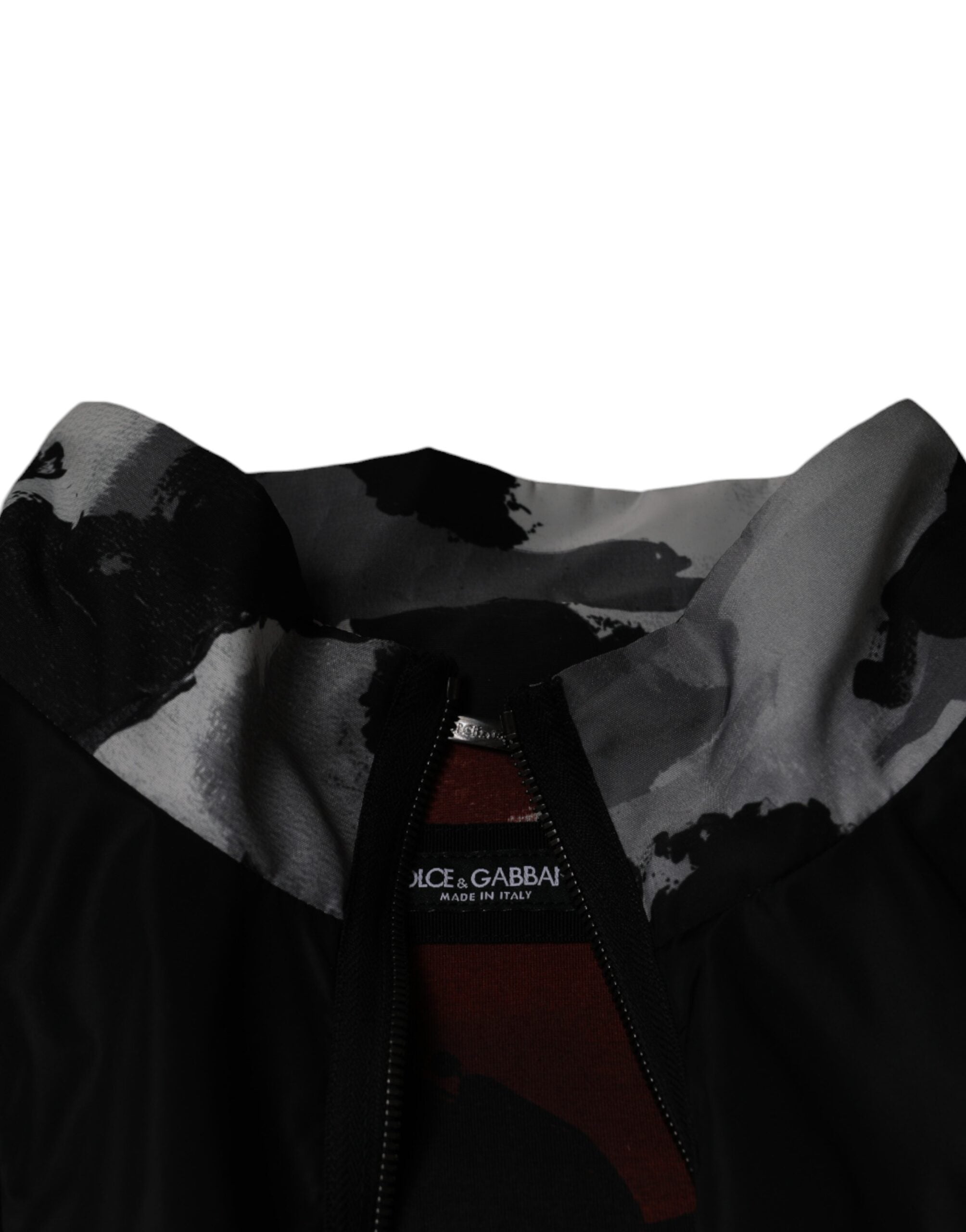 Black Nylon Full Zip Men Bomber Jacket - ventzia