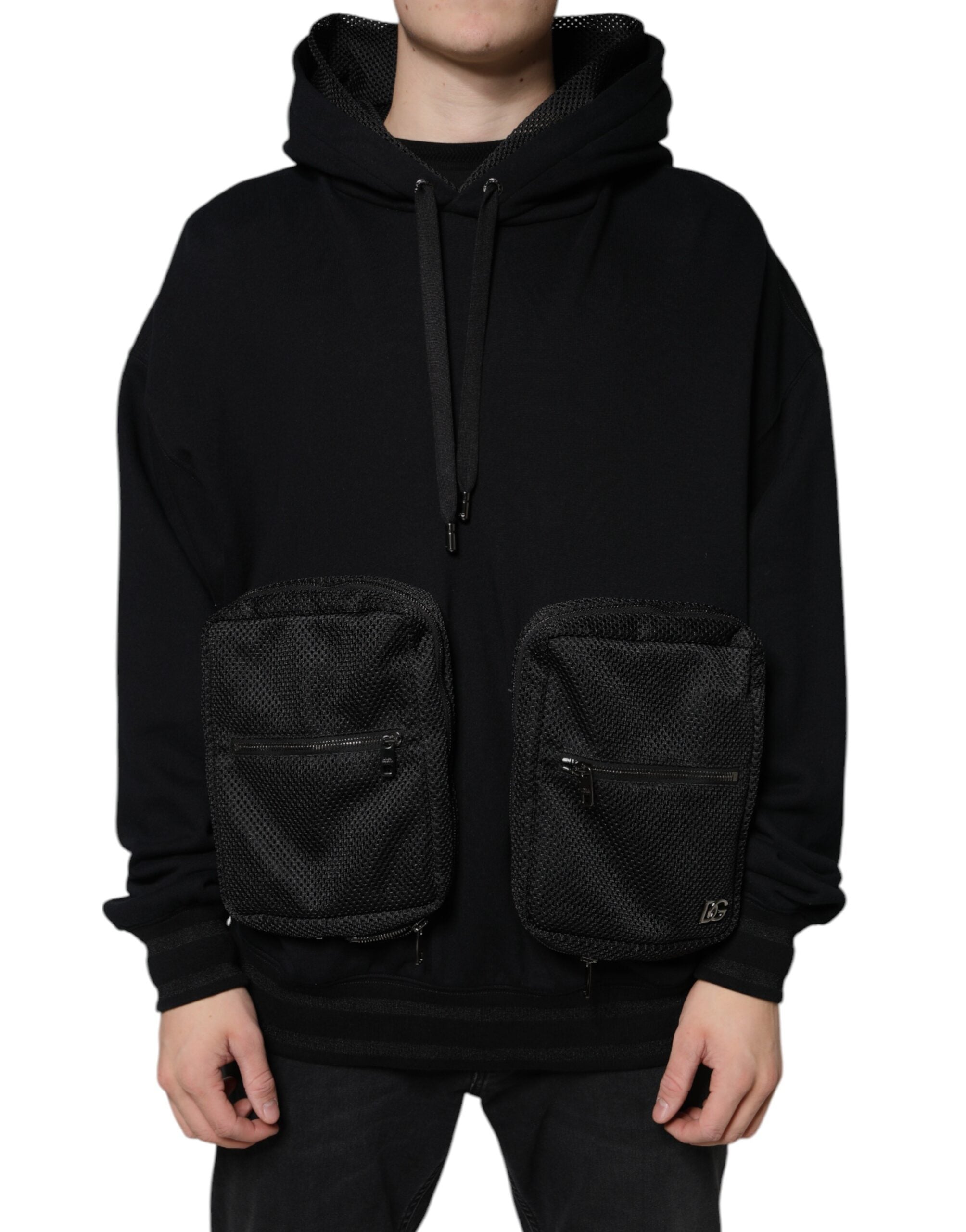 Black Hooded Pullover Men Sweatshirt Sweater - ventzia