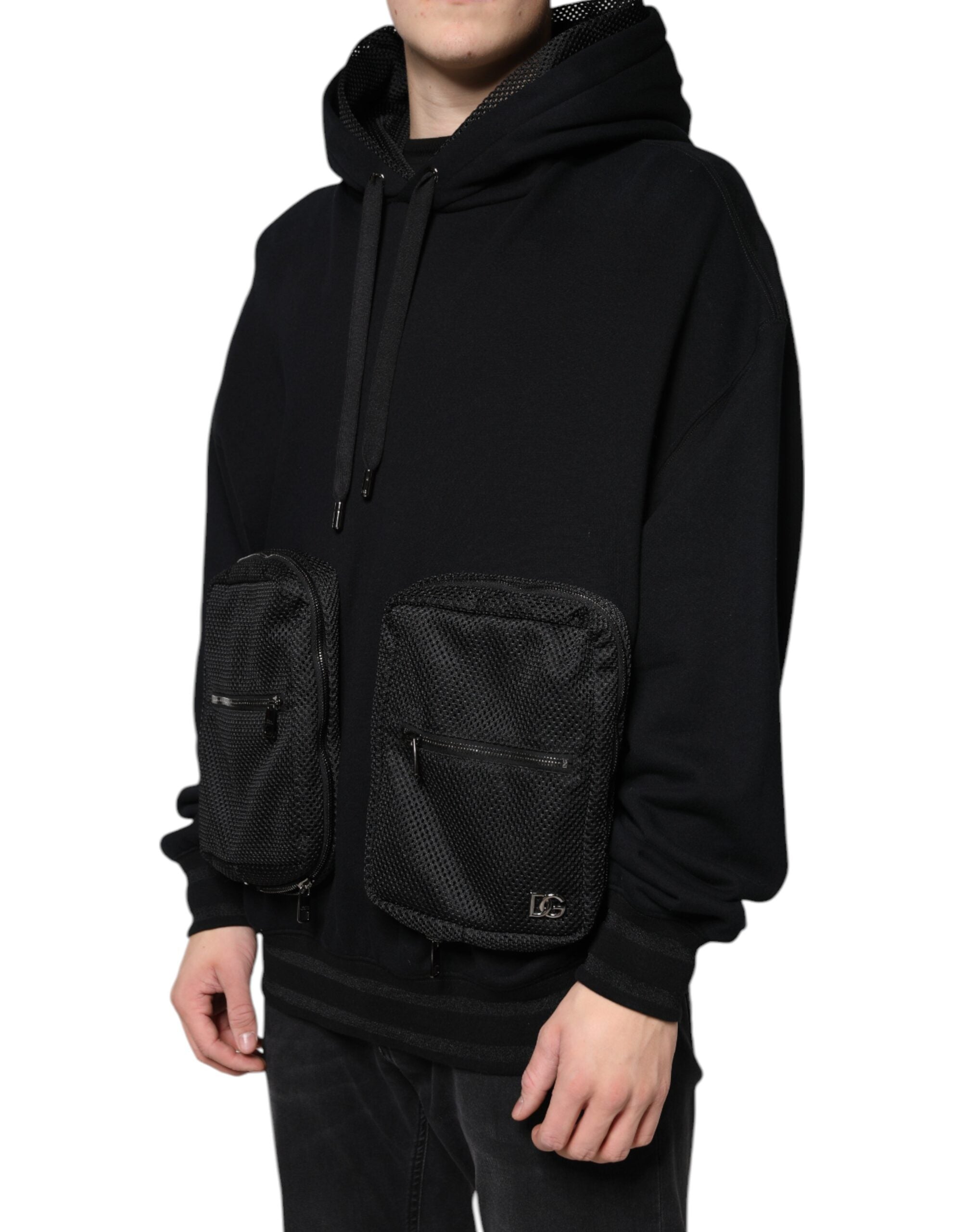 Black Hooded Pullover Men Sweatshirt Sweater - ventzia