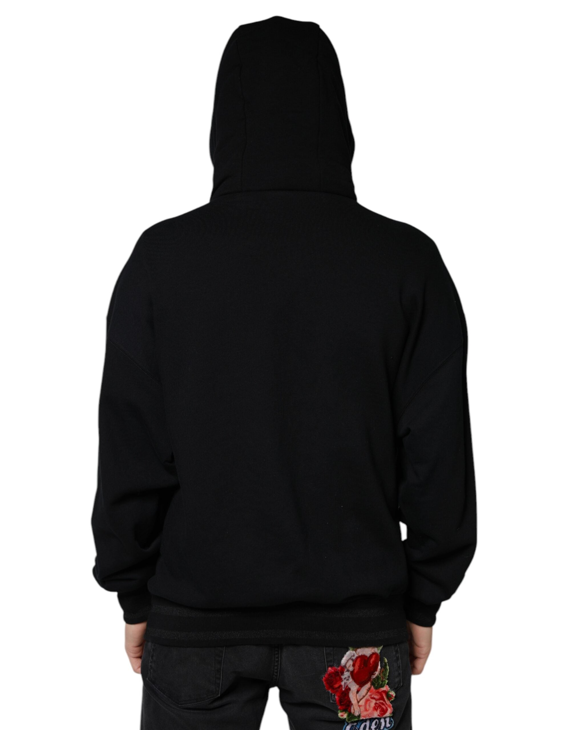 Black Hooded Pullover Men Sweatshirt Sweater - ventzia