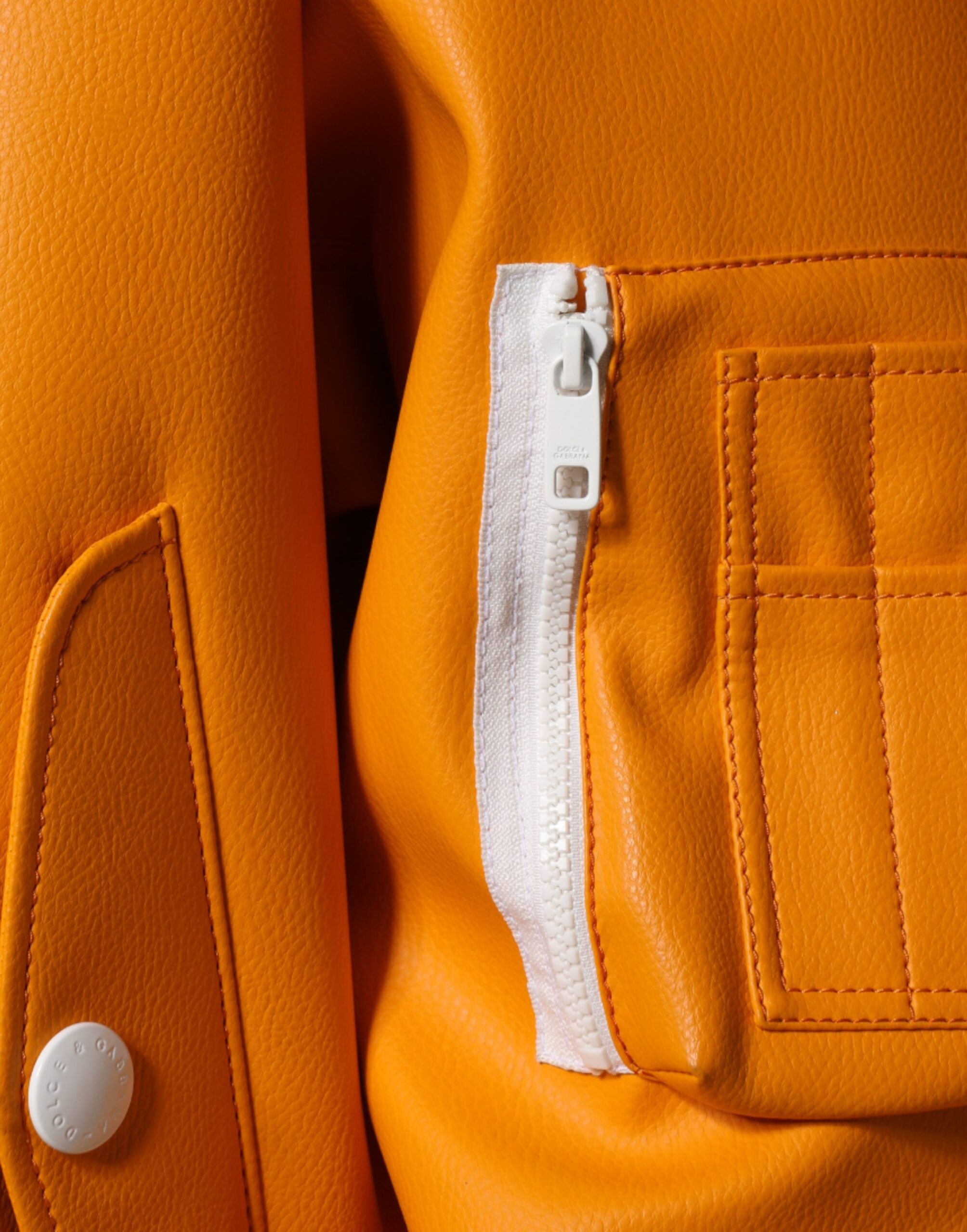 Orange White Full Zip Jersey Bomber Jacket - ventzia