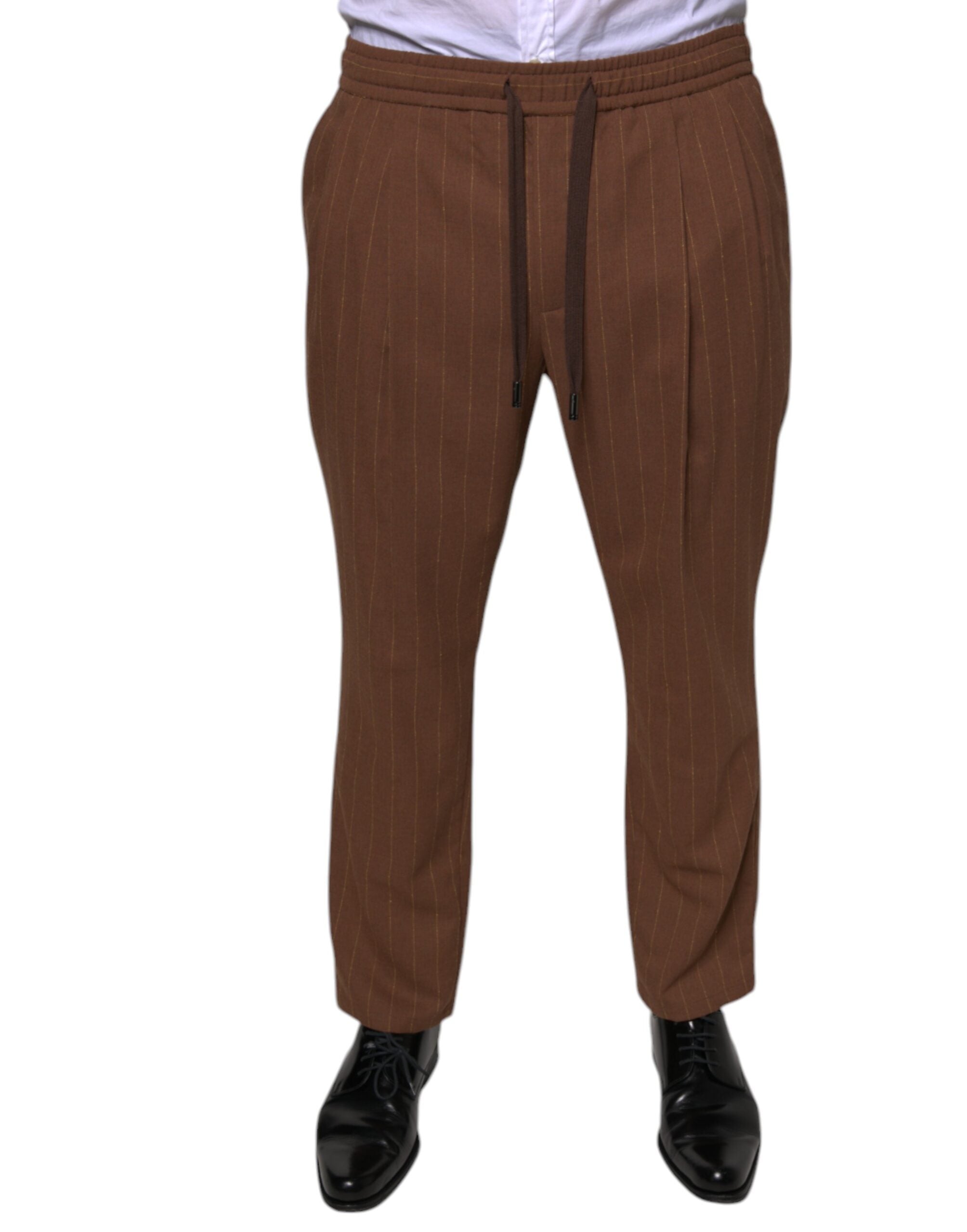 Brown Stripes Skinny Men Dress Pants - ventzia