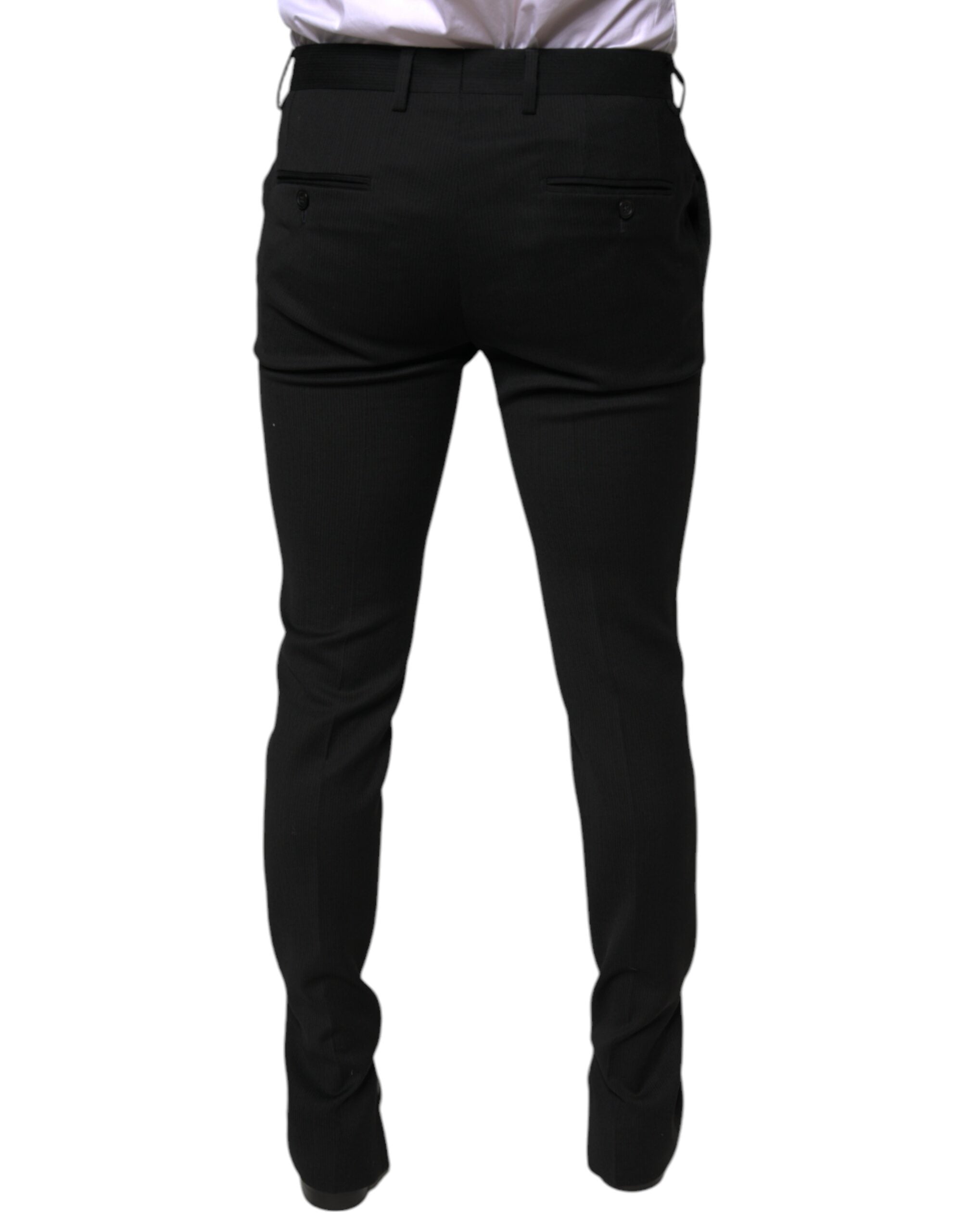 Black Wool Skinny Formal Dress Pants - ventzia
