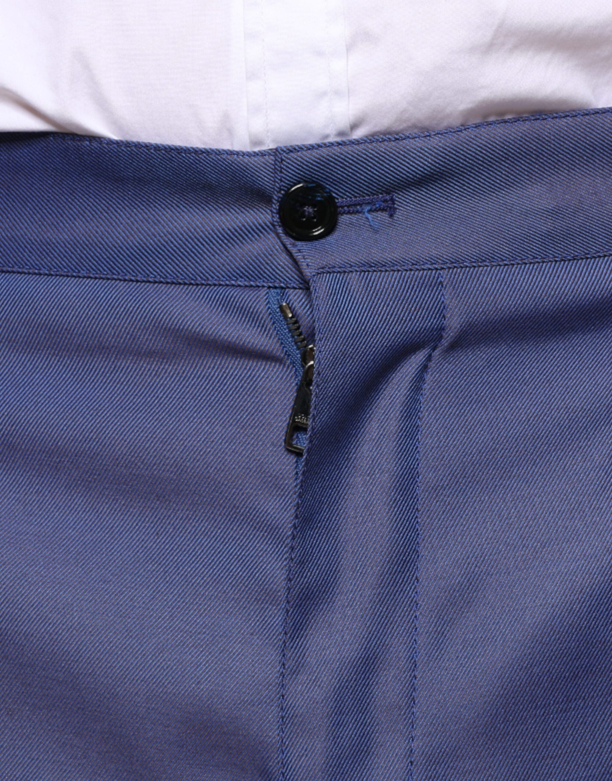 Blue Wool Tapered Formal Dress Pants - ventzia