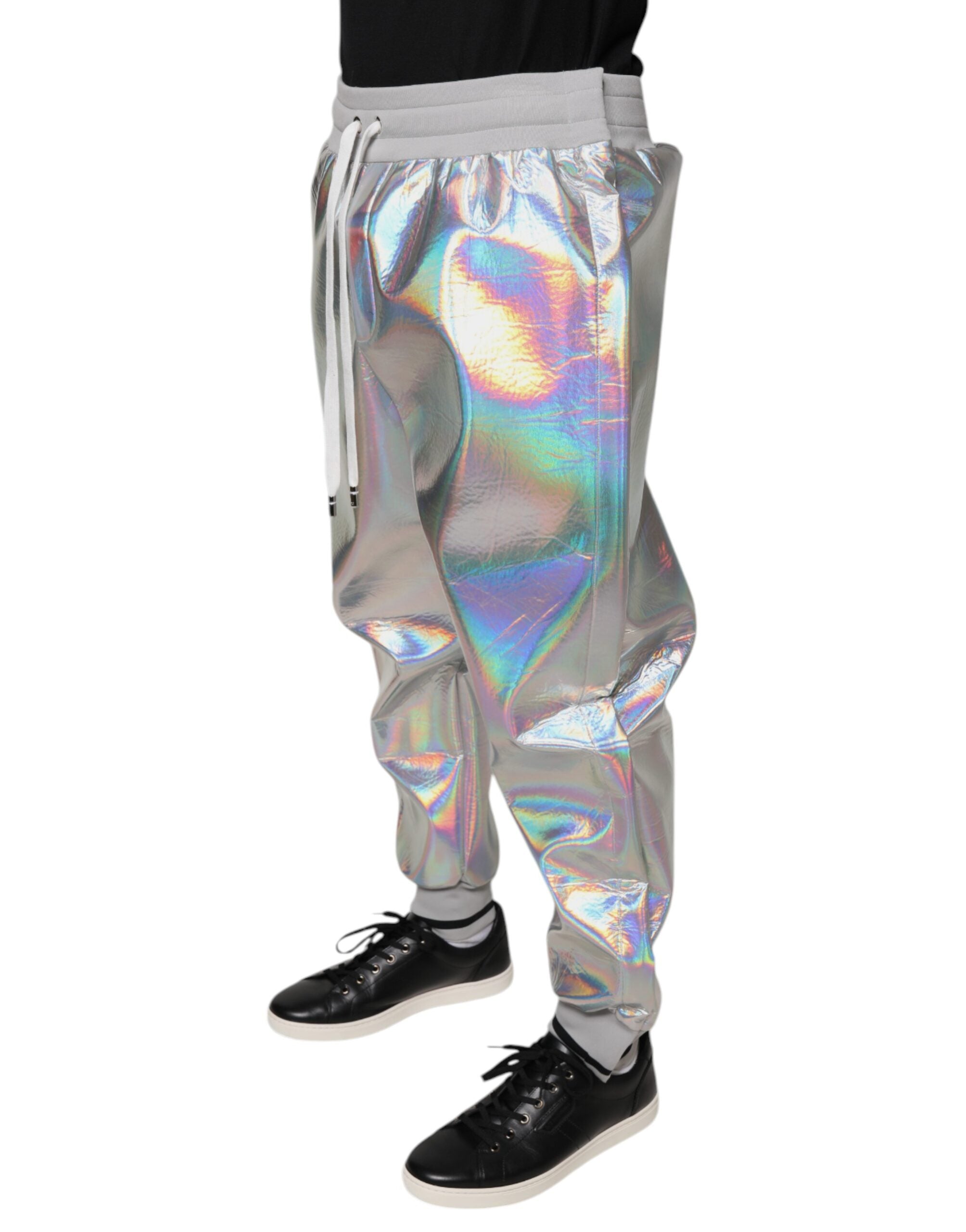 Silver Iridescent Men Jogger Sweatpants Pants - ventzia