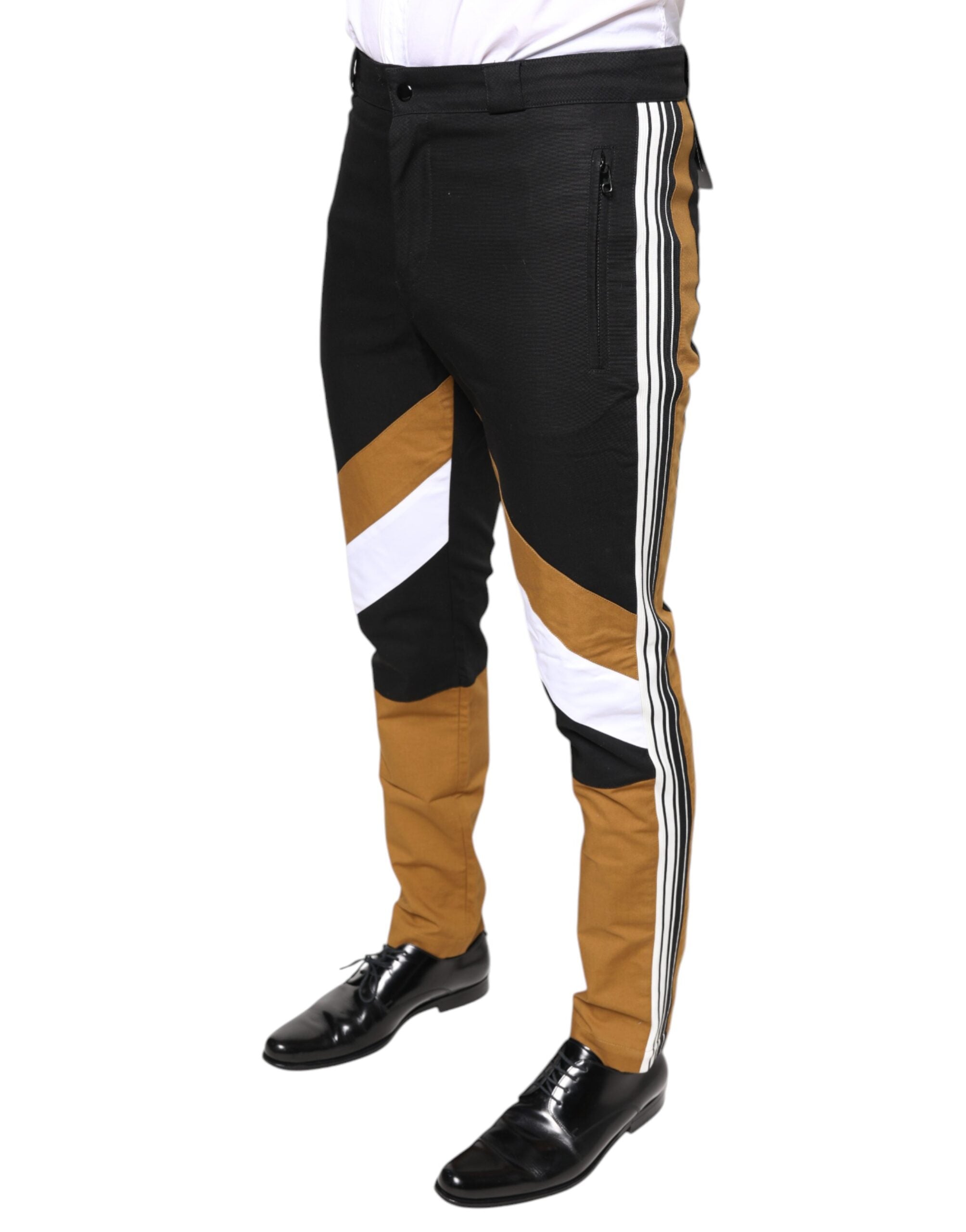 Multicolor Stripe Skinny Cotton Pants - ventzia