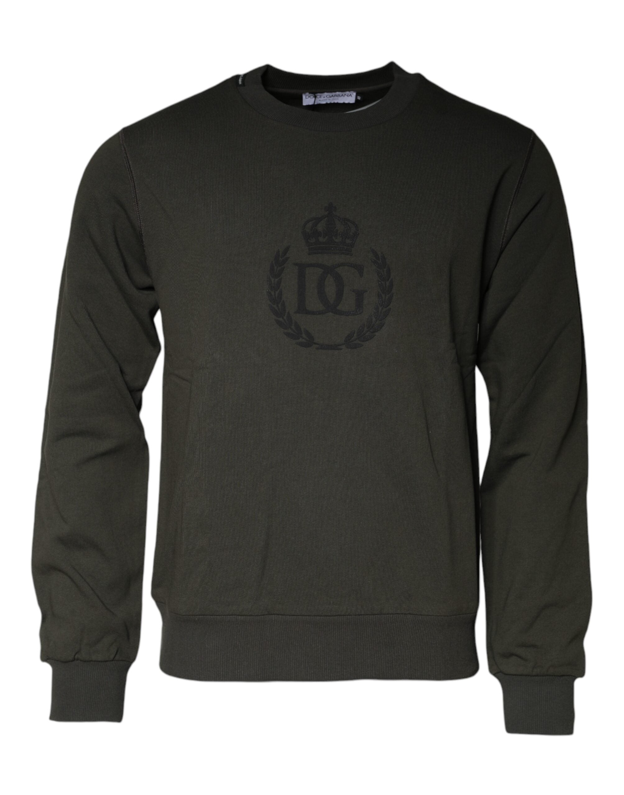 Army Green Crown Cotton Sweatshirt Sweater - ventzia