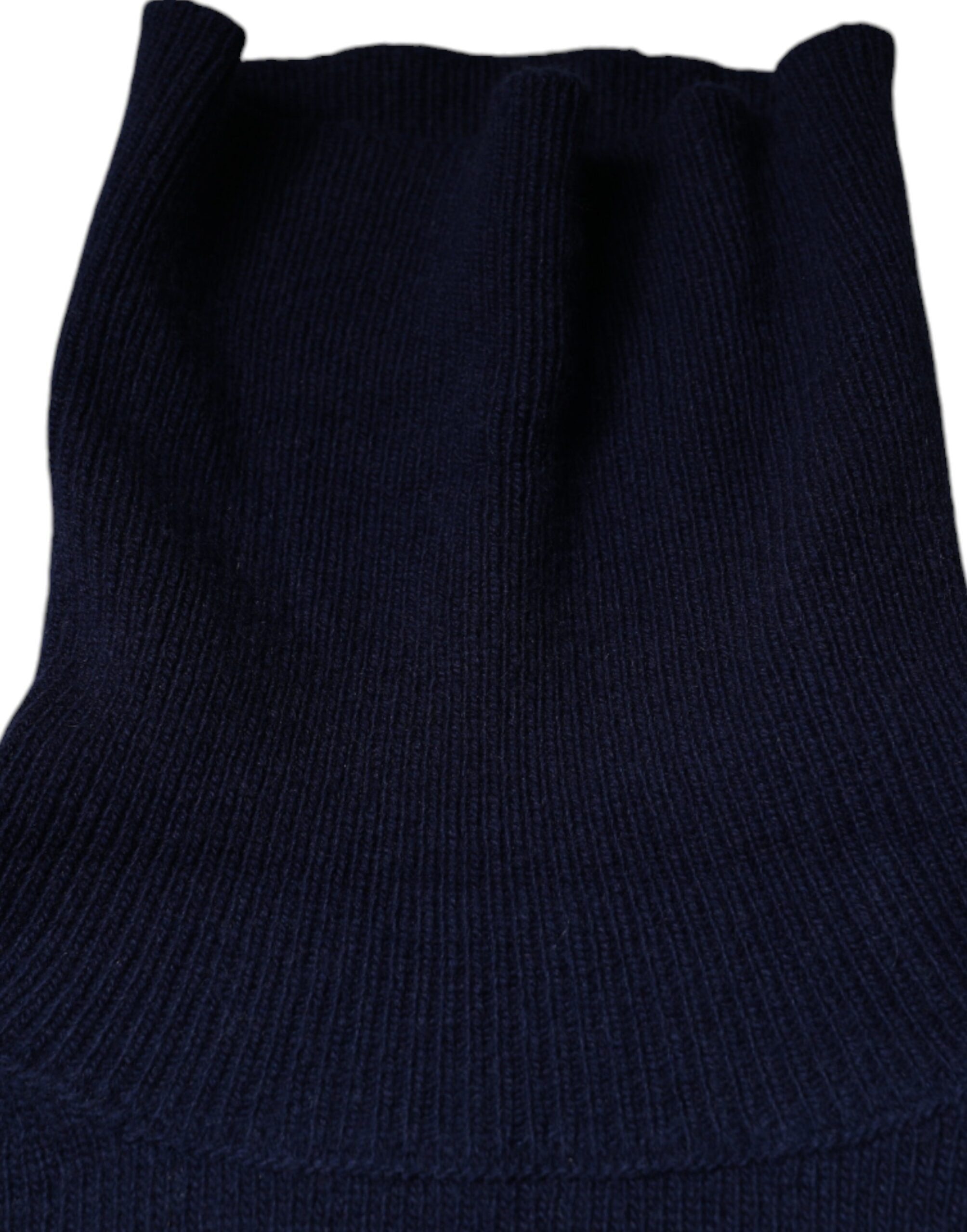 Blue Wool Knit Turtleneck Pullover Sweater - ventzia