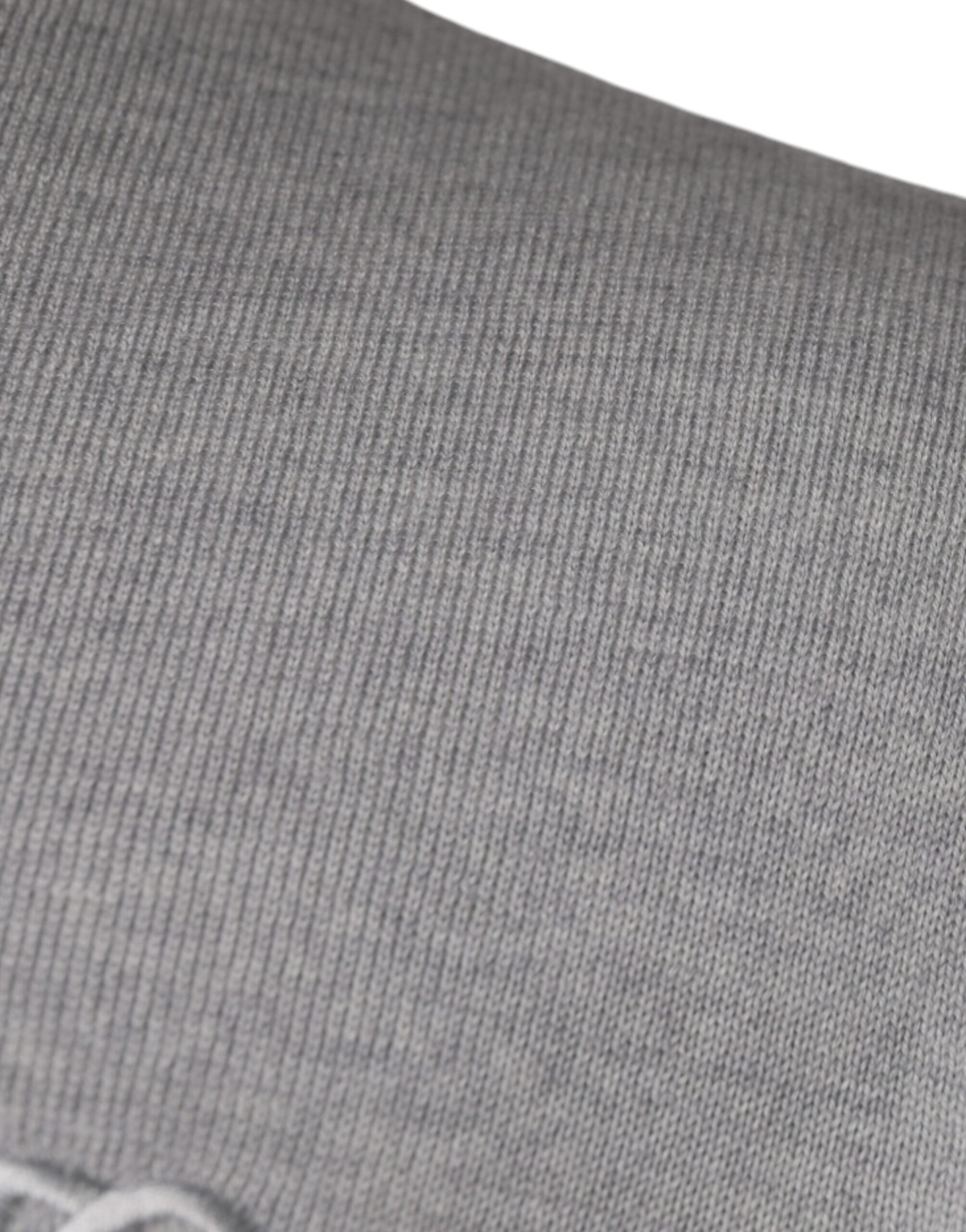 Light Gray Wool Crew Neck Pullover Sweater - ventzia