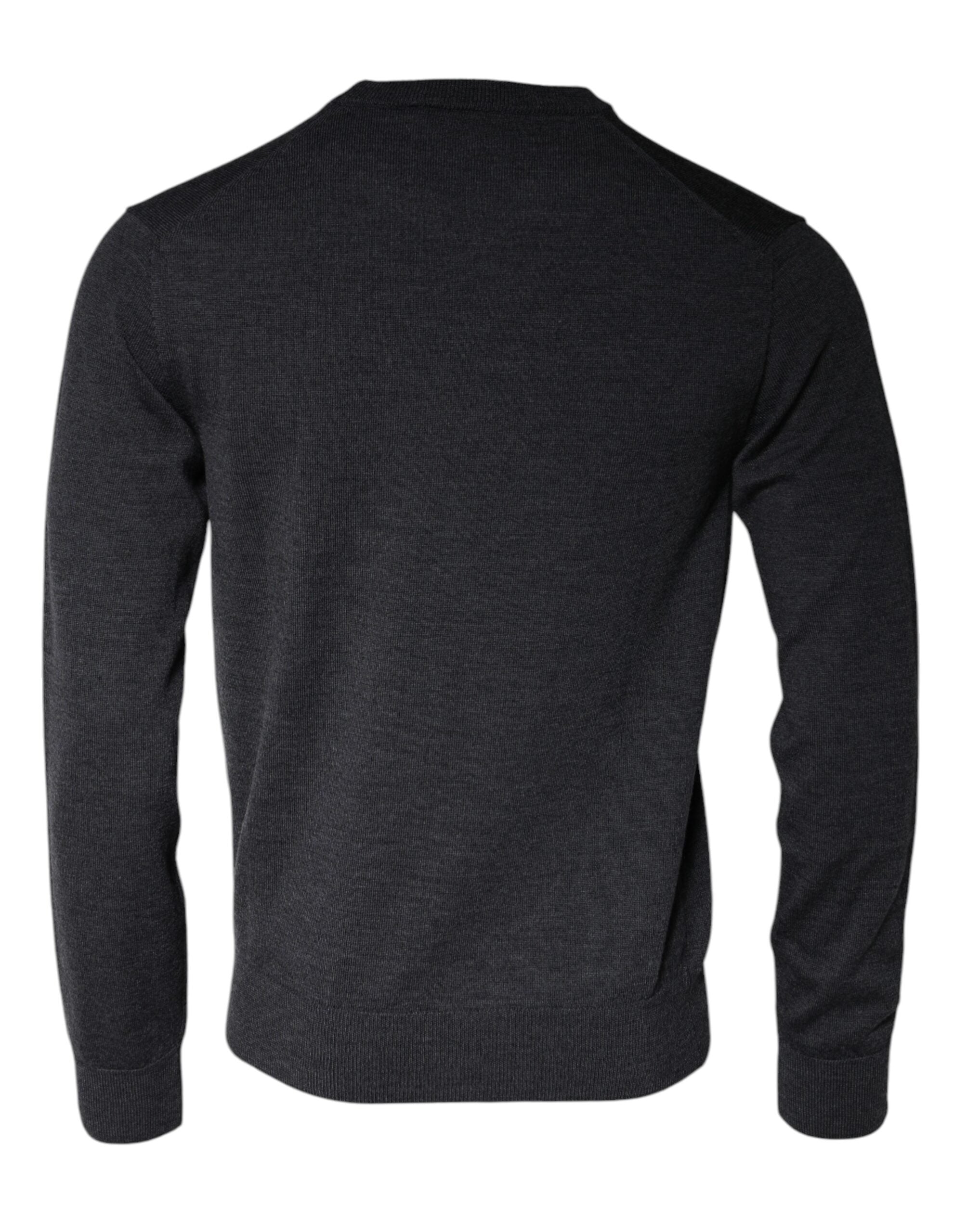 Dark Gray Wool Crew Neck Pullover Sweater - ventzia