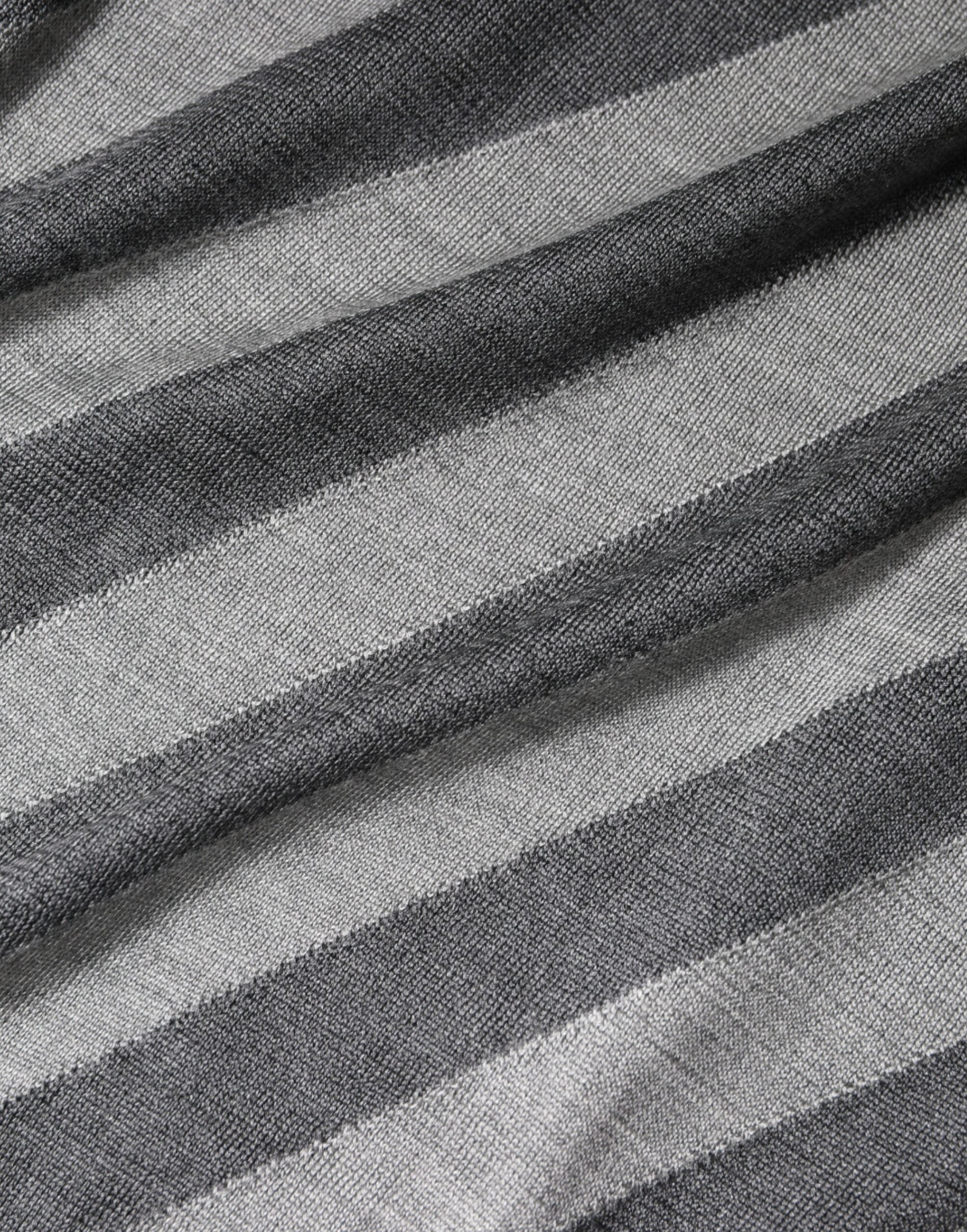 Gray Stripes Long Sleeve Round Neck Pullover Sweater - ventzia