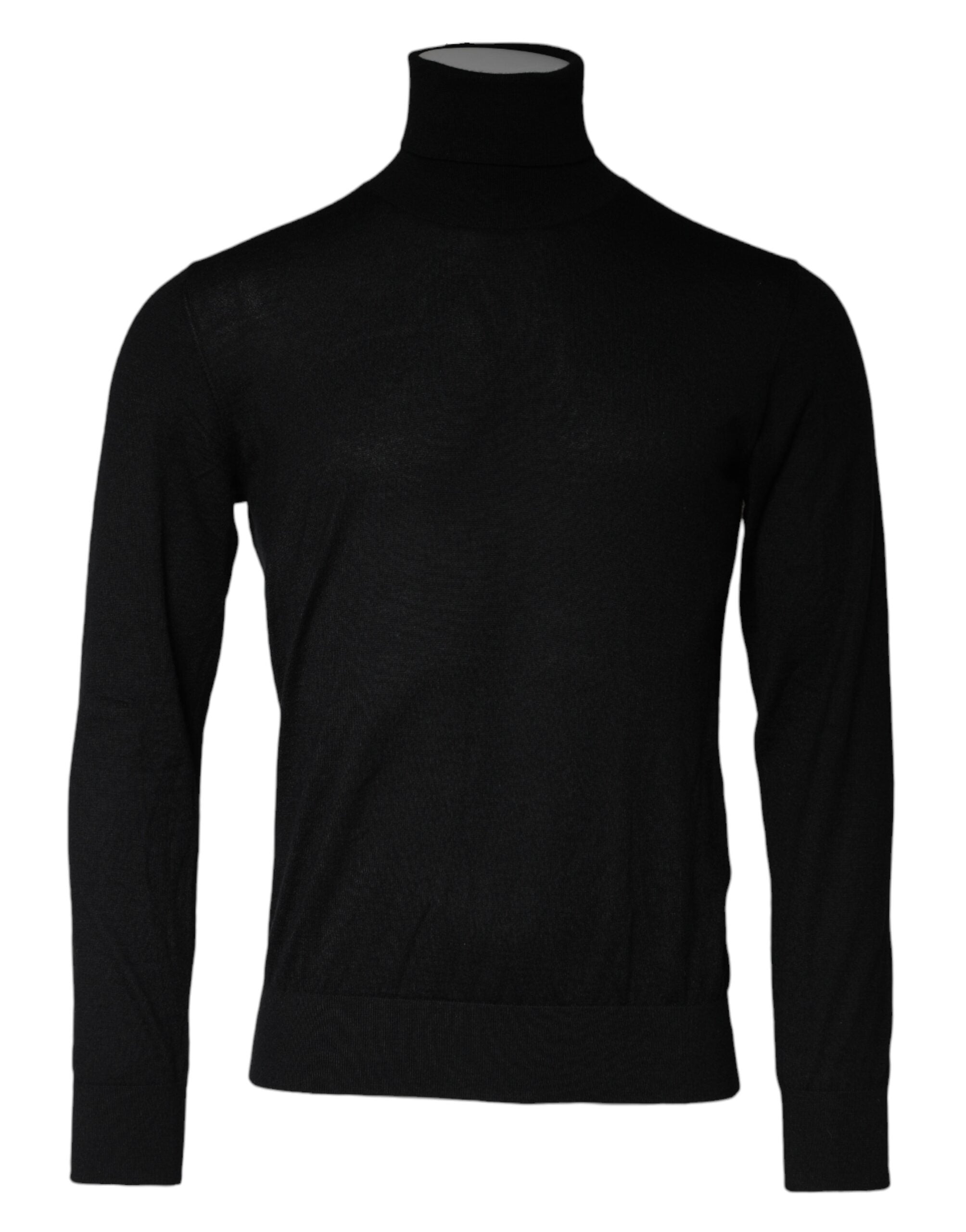 Black LongSleeve Turtleneck Pullover Sweater - ventzia