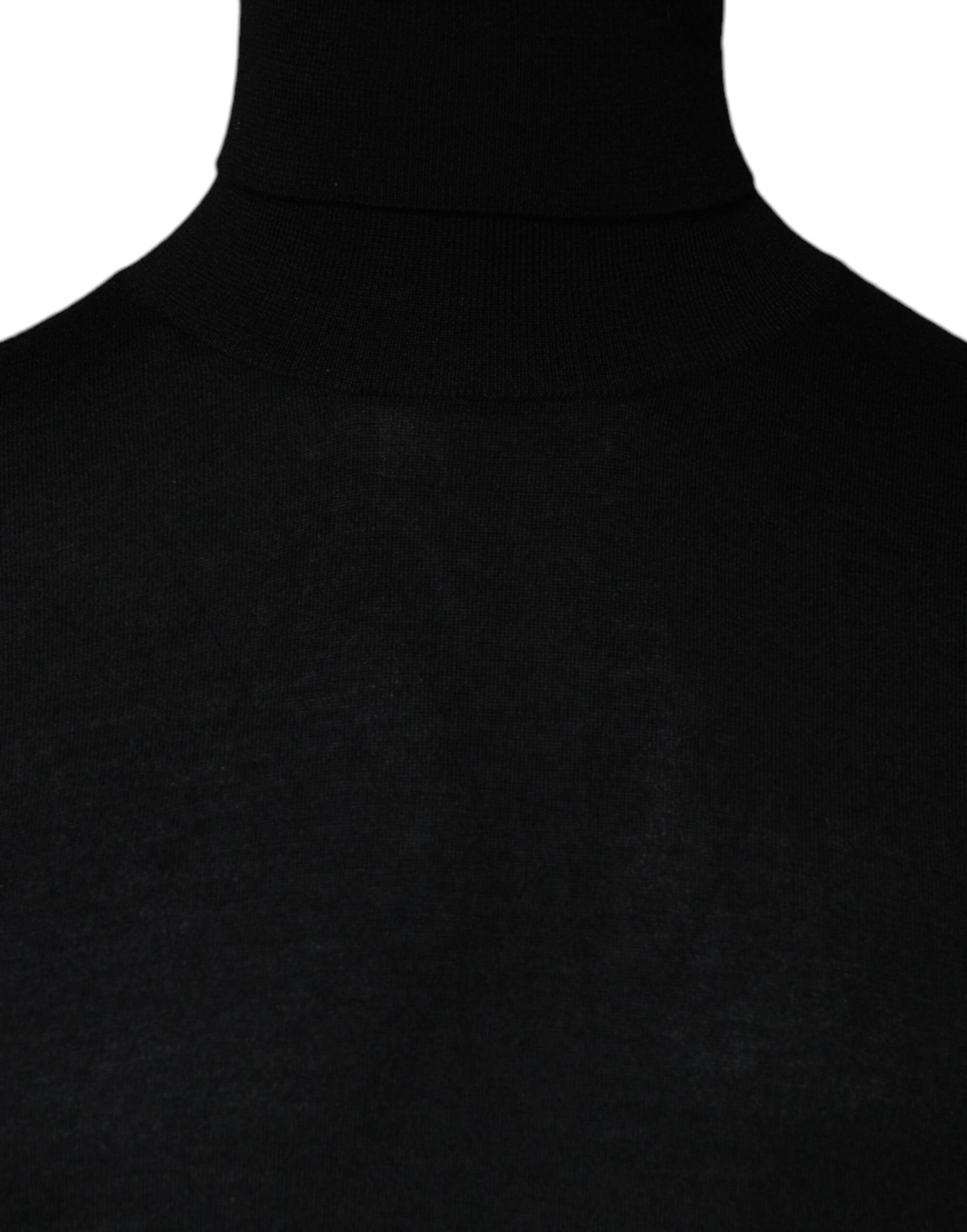 Black LongSleeve Turtleneck Pullover Sweater - ventzia