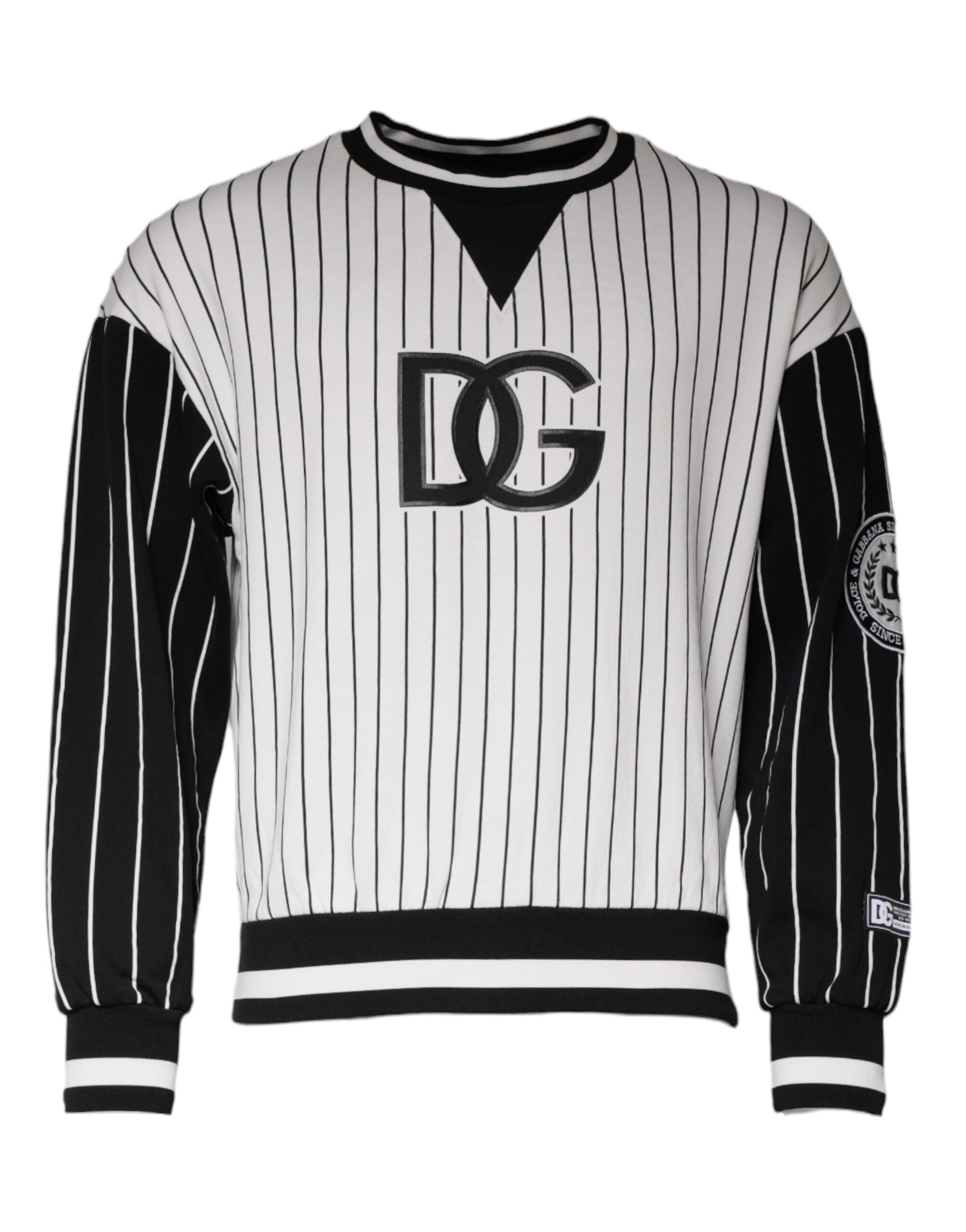 Black White Stripes Logo Sweatshirt Sweater - ventzia
