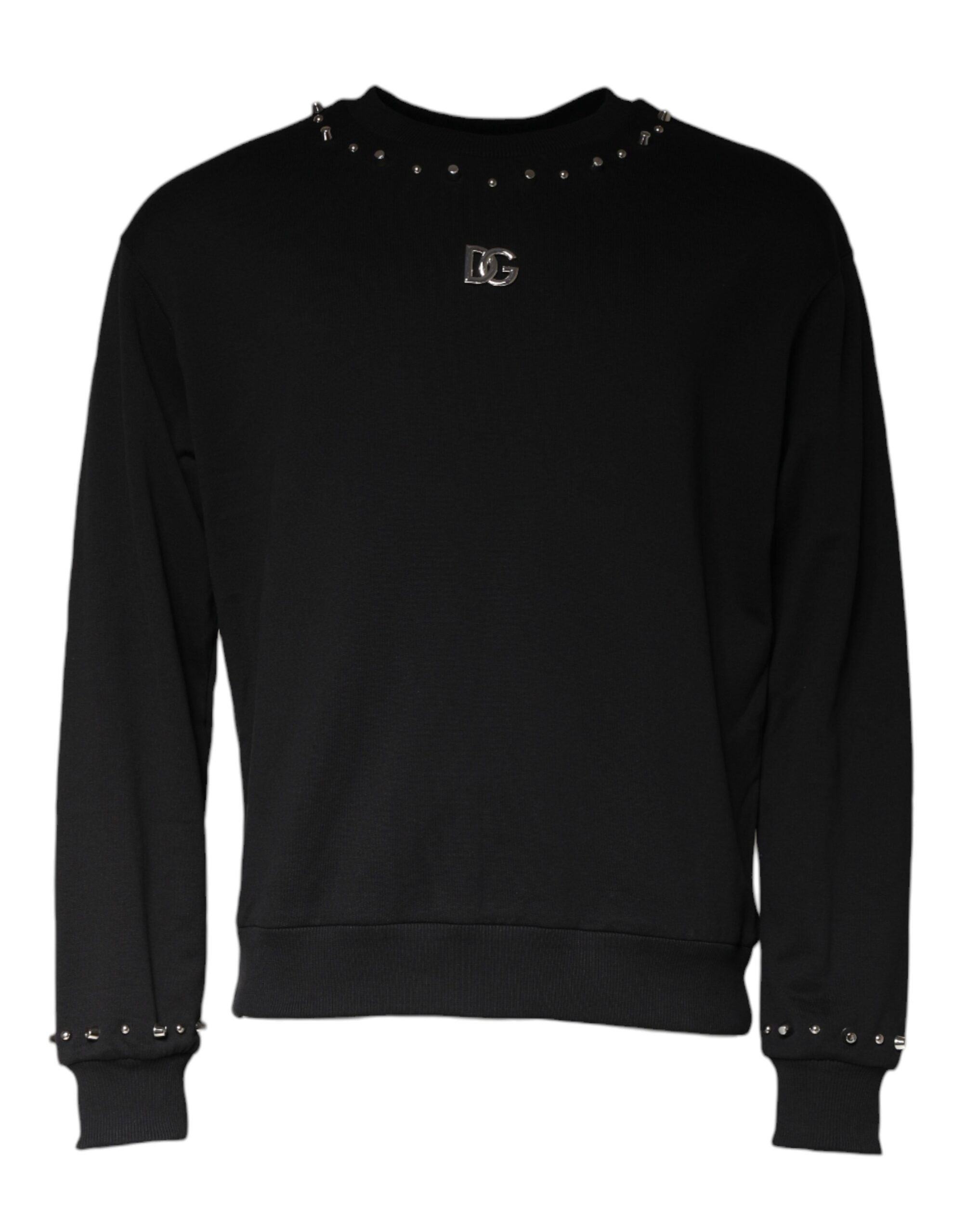 Black Logo Stud Pullover Sweatshirt Sweater - ventzia