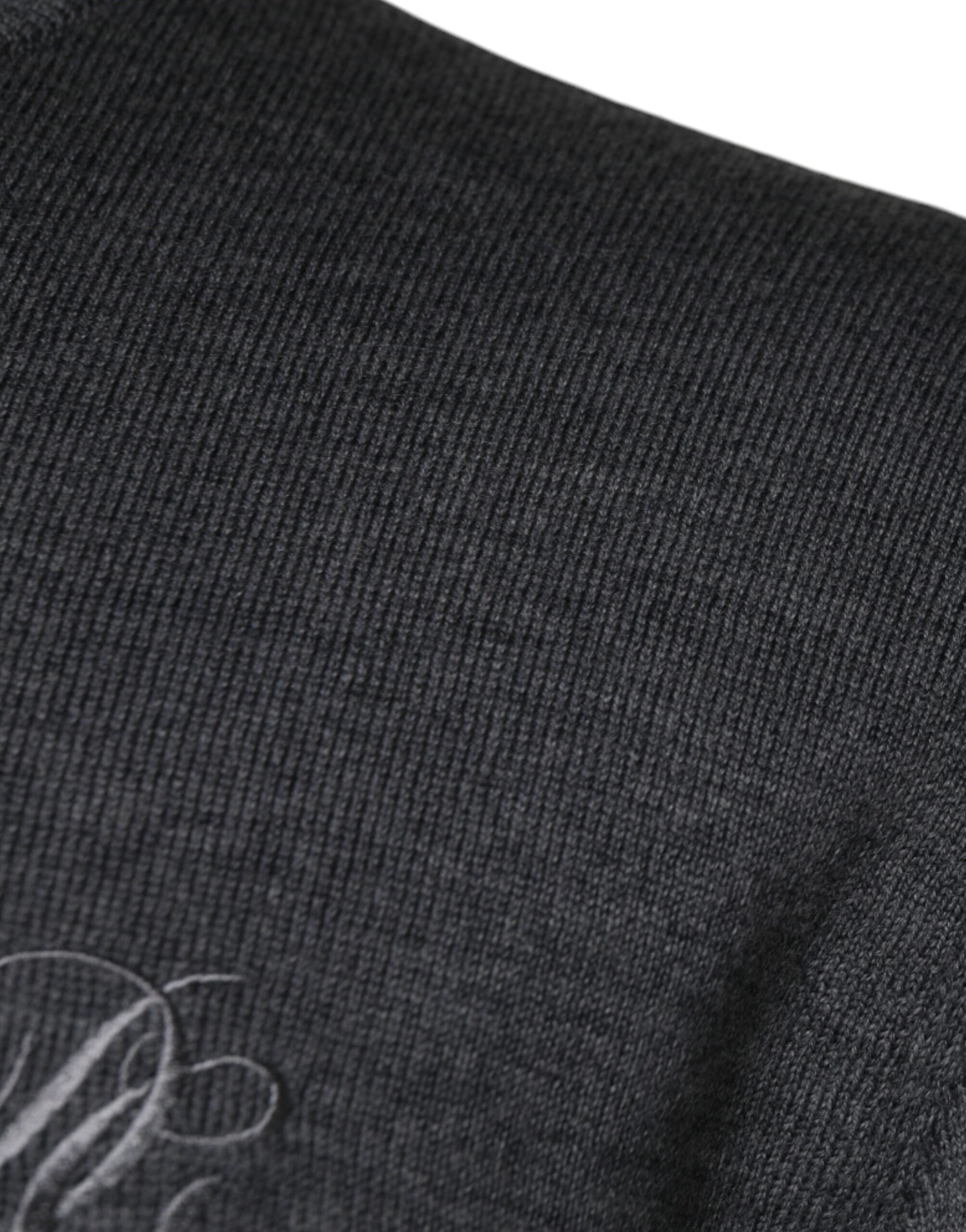 Dark Gray Wool Crew Neck Pullover Sweater - ventzia