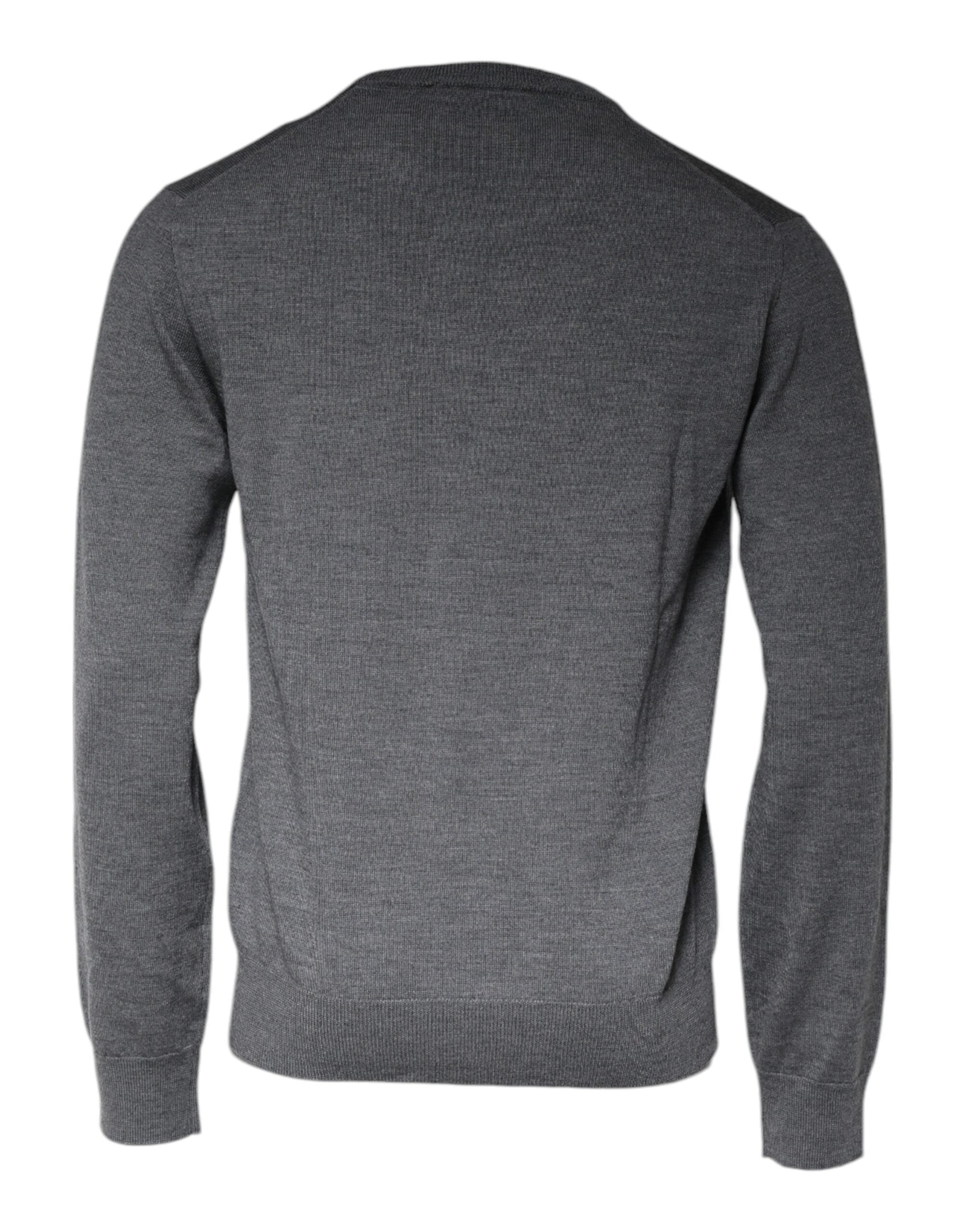 Dark Gray Wool Crew Neck Pullover Sweater - ventzia