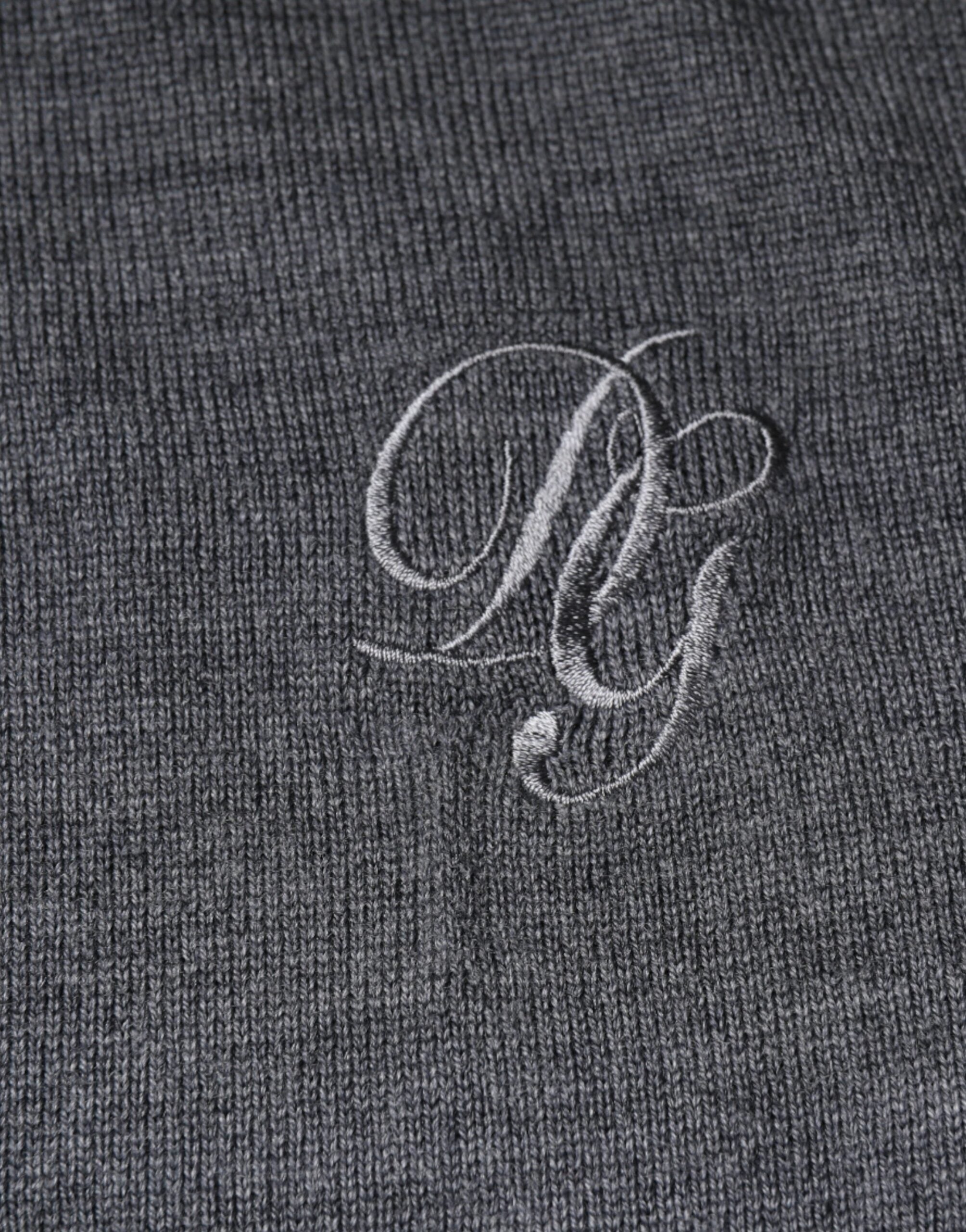 Dark Gray Wool Crew Neck Pullover Sweater - ventzia