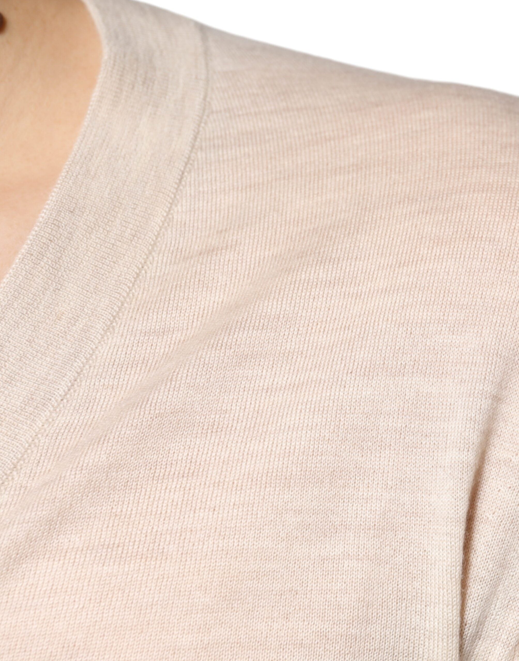 Beige Cashmere Button Down Cardigan Sweater - ventzia