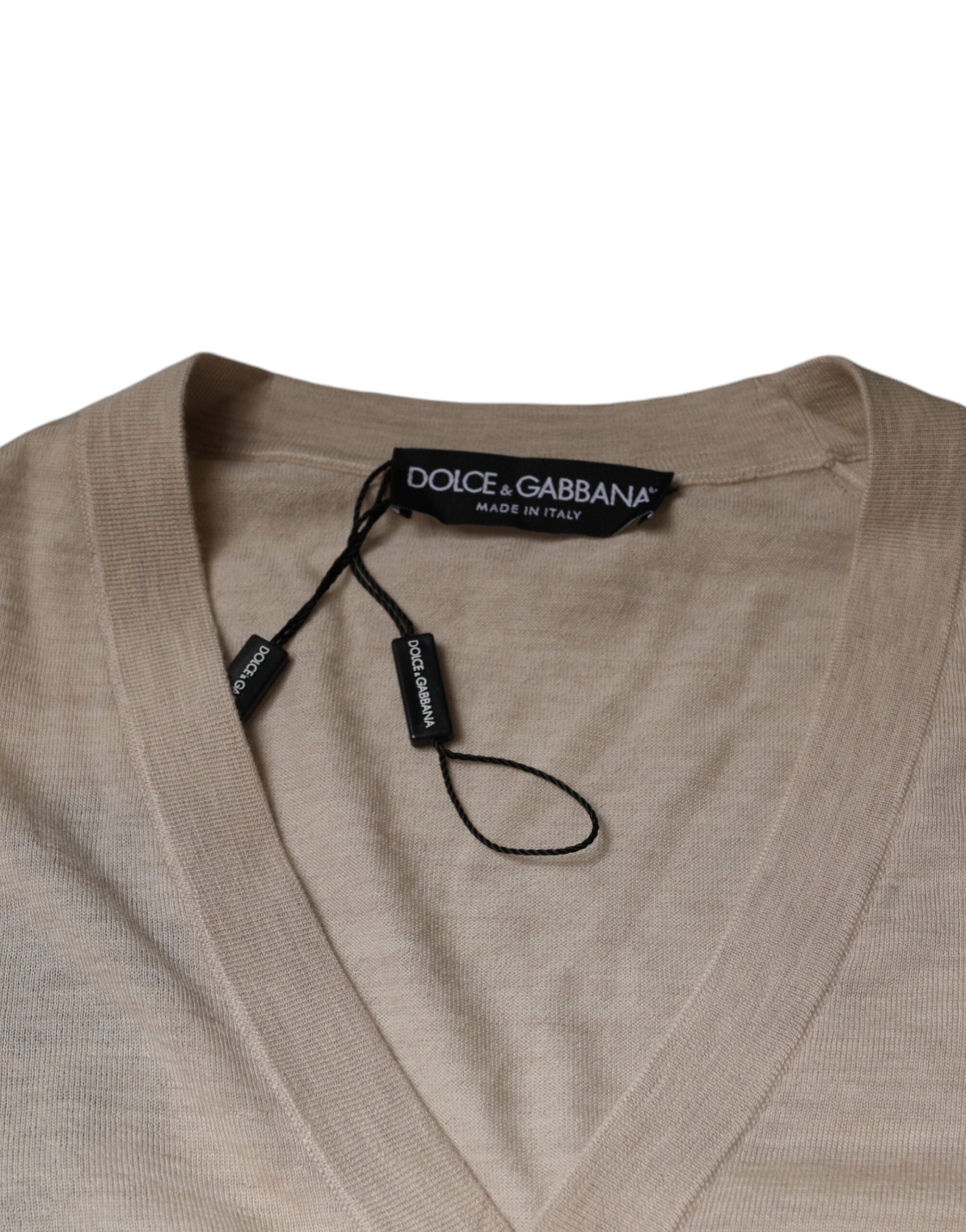 Beige Cashmere Button Down Cardigan Sweater - ventzia