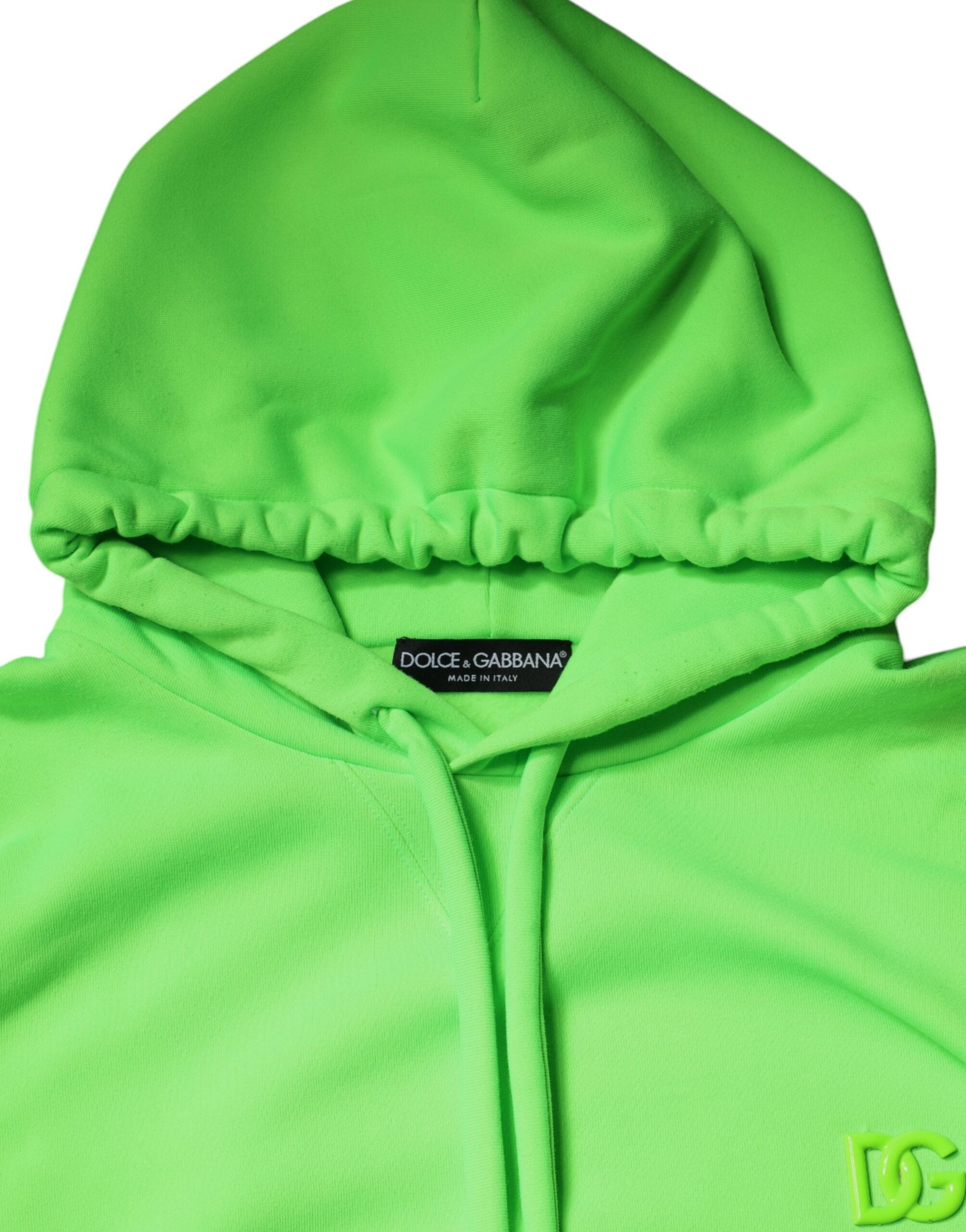 Green Logo Hooded Pullover Men Sweatshirt Sweater - ventzia