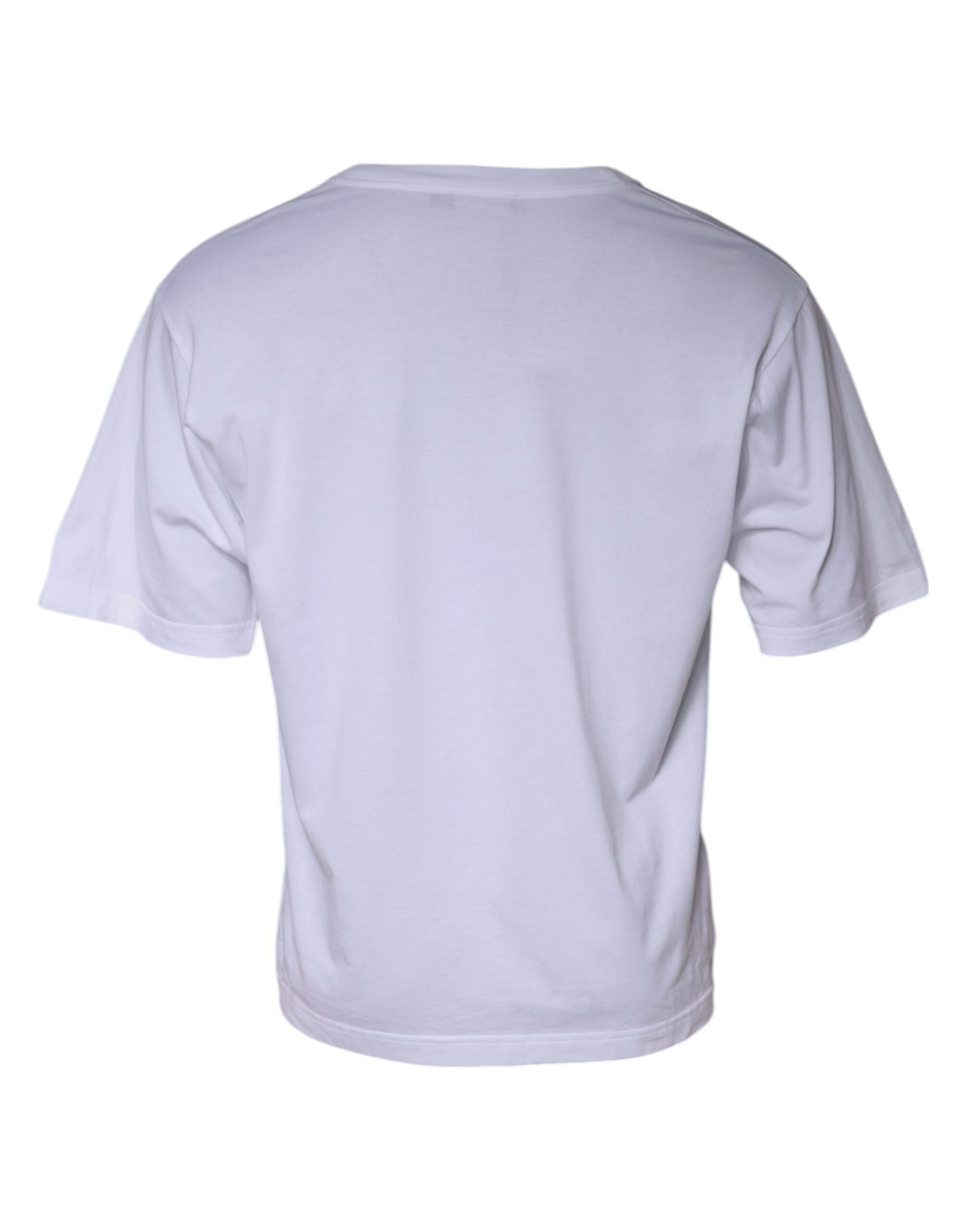 White Logo Patch Cotton Crew Neck T-shirt - ventzia