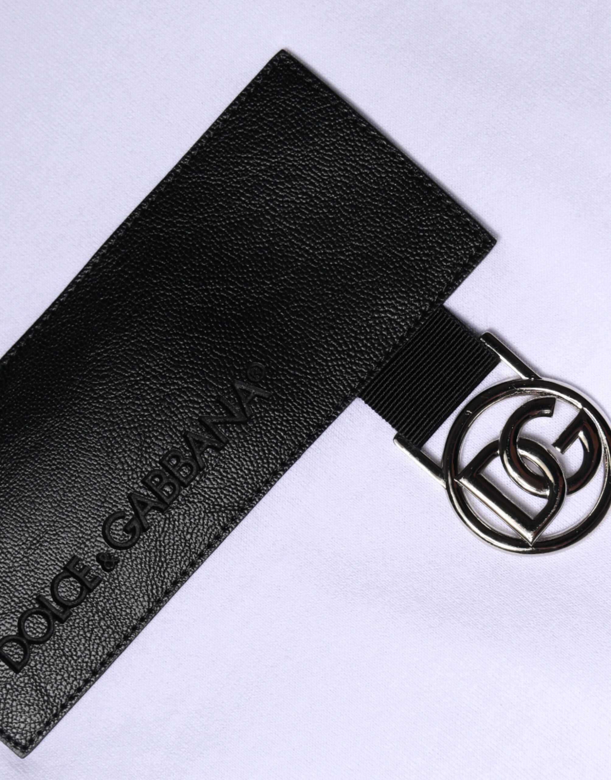 White Logo Patch Cotton Crew Neck T-shirt - ventzia