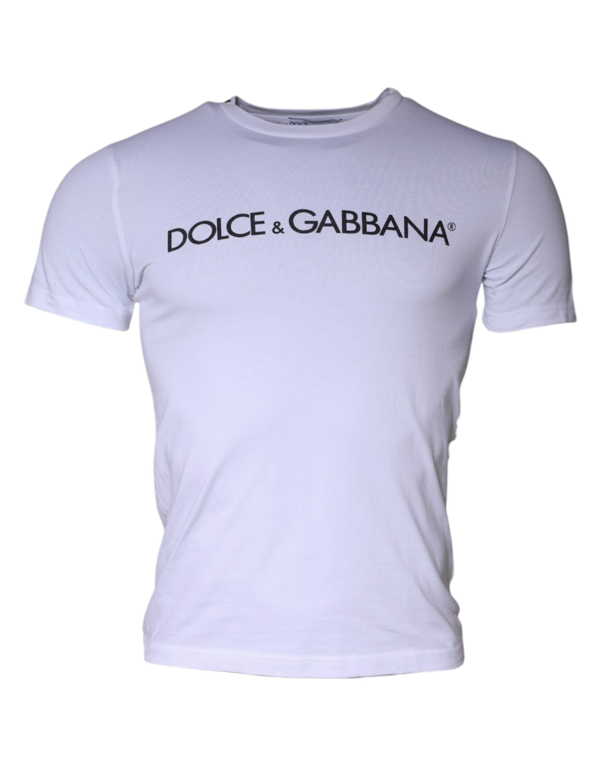 White Logo Print Cotton Crew Neck T-shirt - ventzia