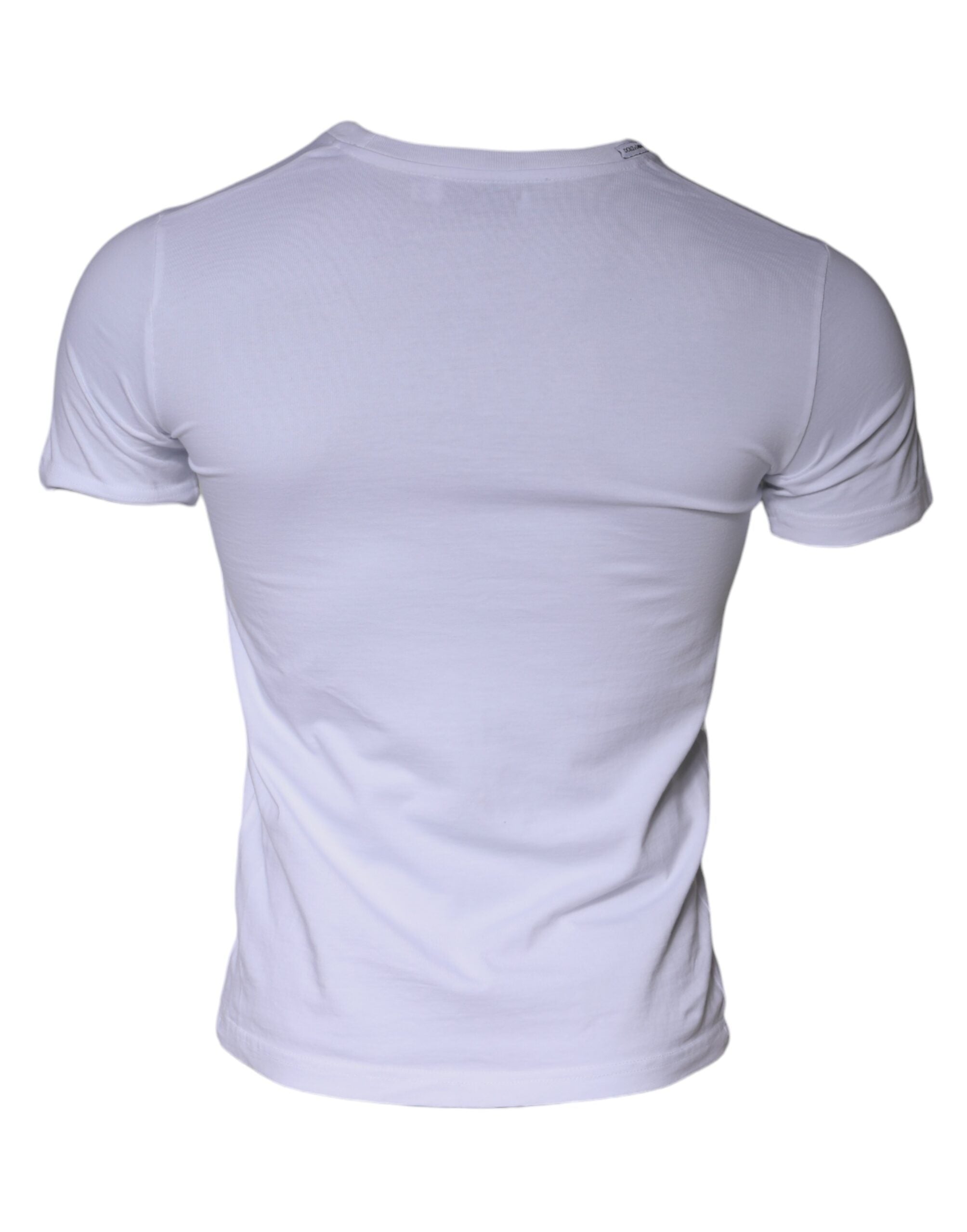 White Logo Print Cotton Crew Neck T-shirt - ventzia
