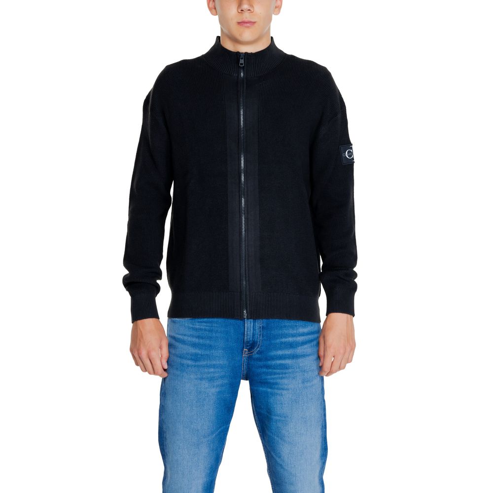 Black Recycled Cotton Cardigan - ventzia