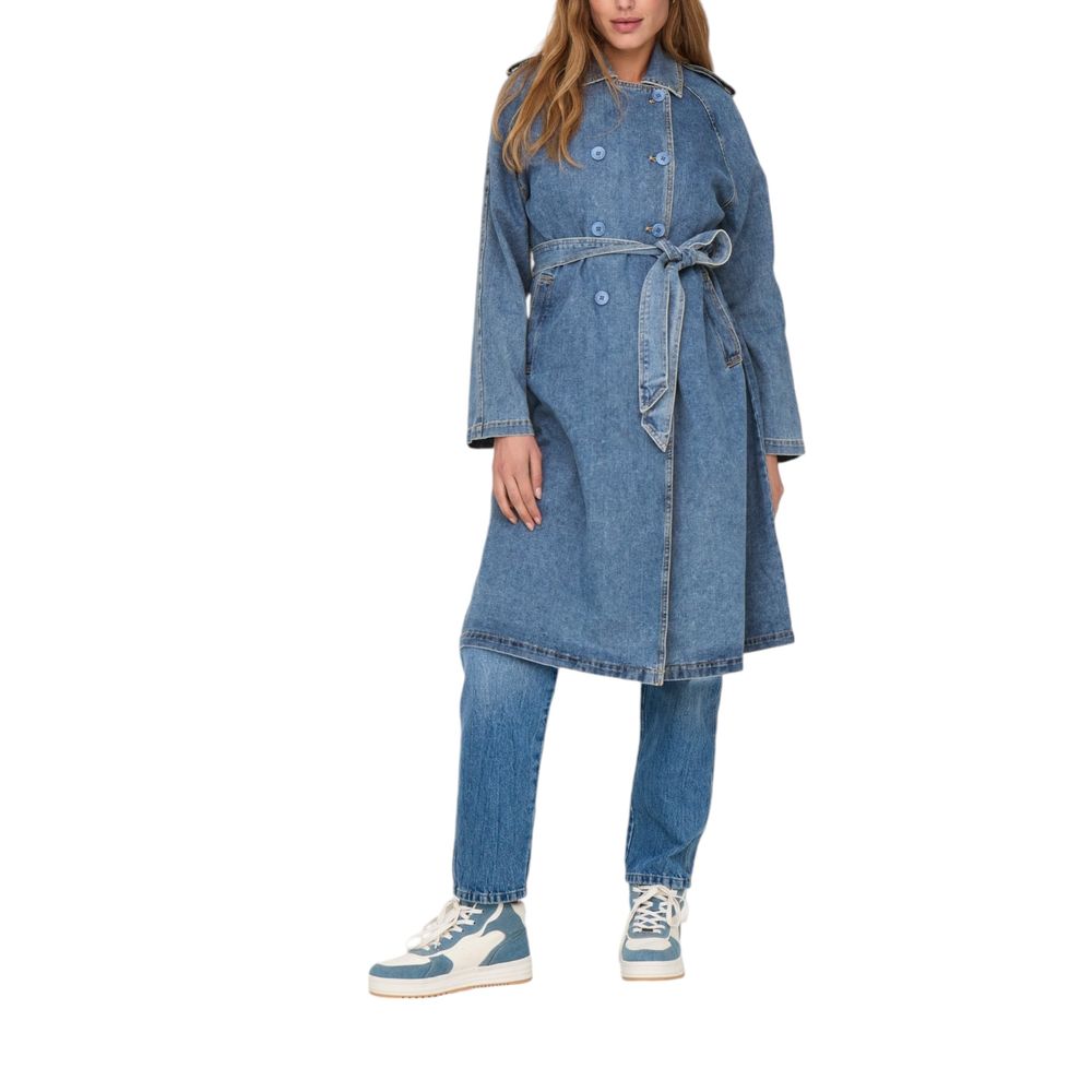 Blue Cotton Trench Coat - ventzia
