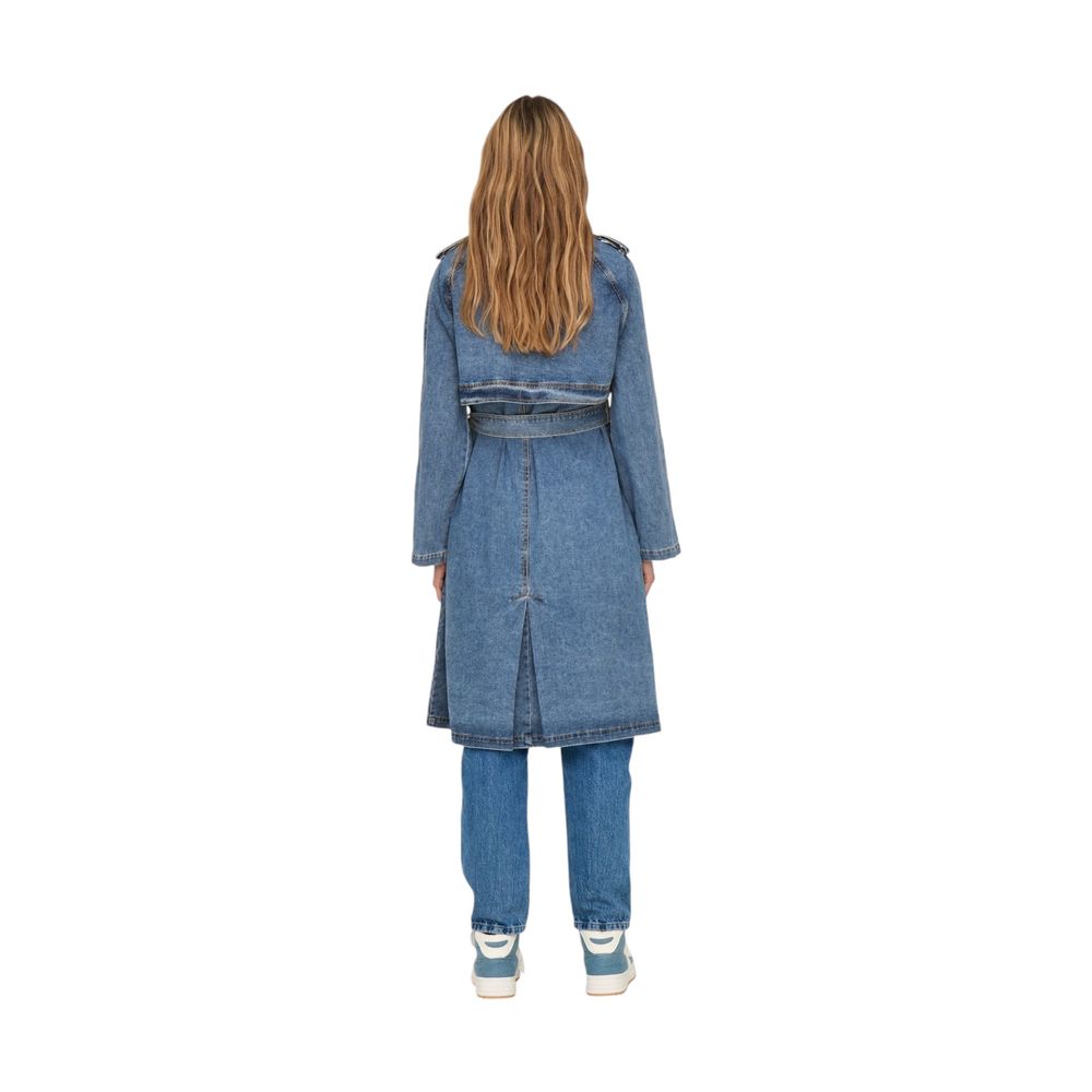 Blue Cotton Trench Coat - ventzia