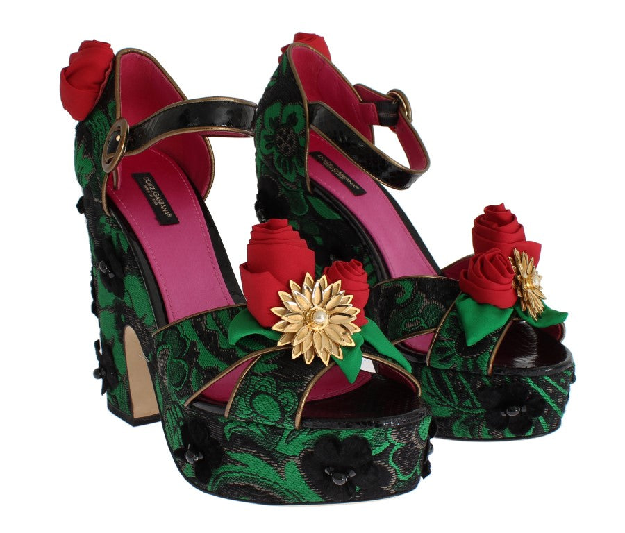 Enchanted Sicily Crystal Brocade Wedges - ventzia
