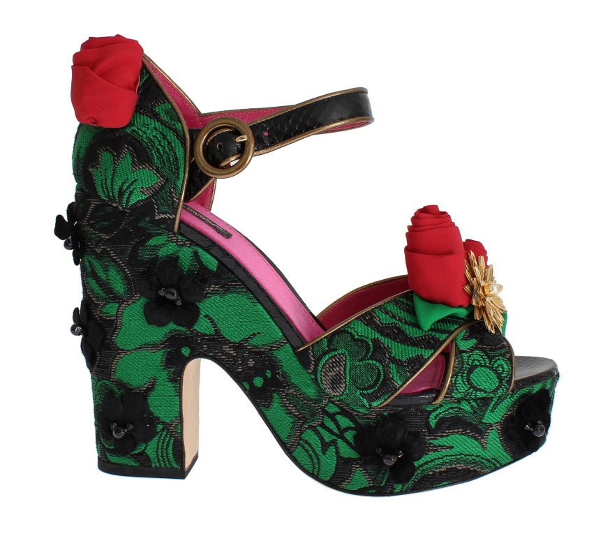 Enchanted Sicily Crystal Brocade Wedges - ventzia