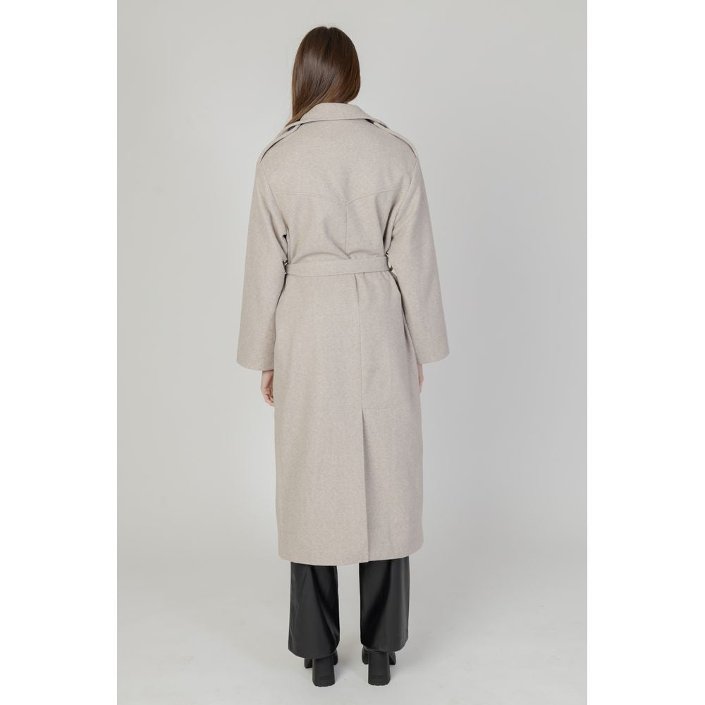 Beige Polyester Coat - ventzia
