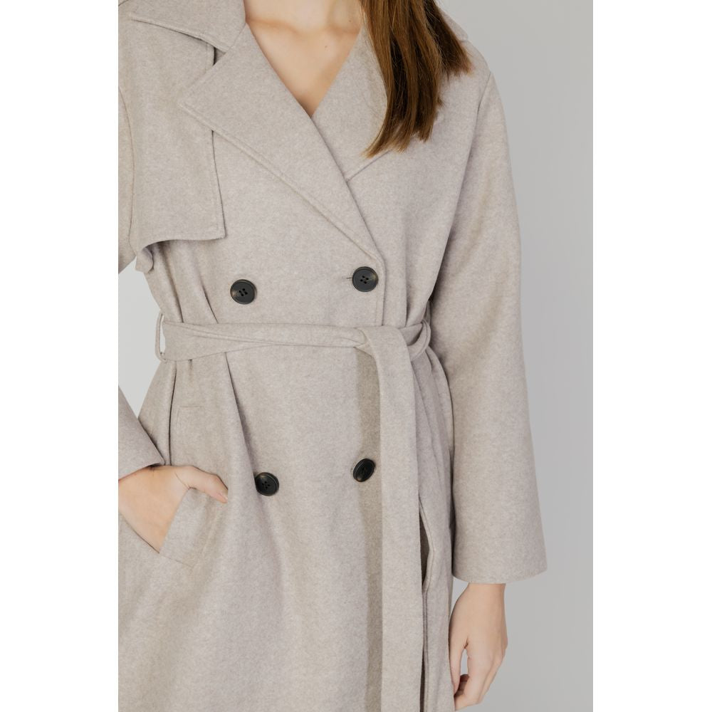 Beige Polyester Coat - ventzia