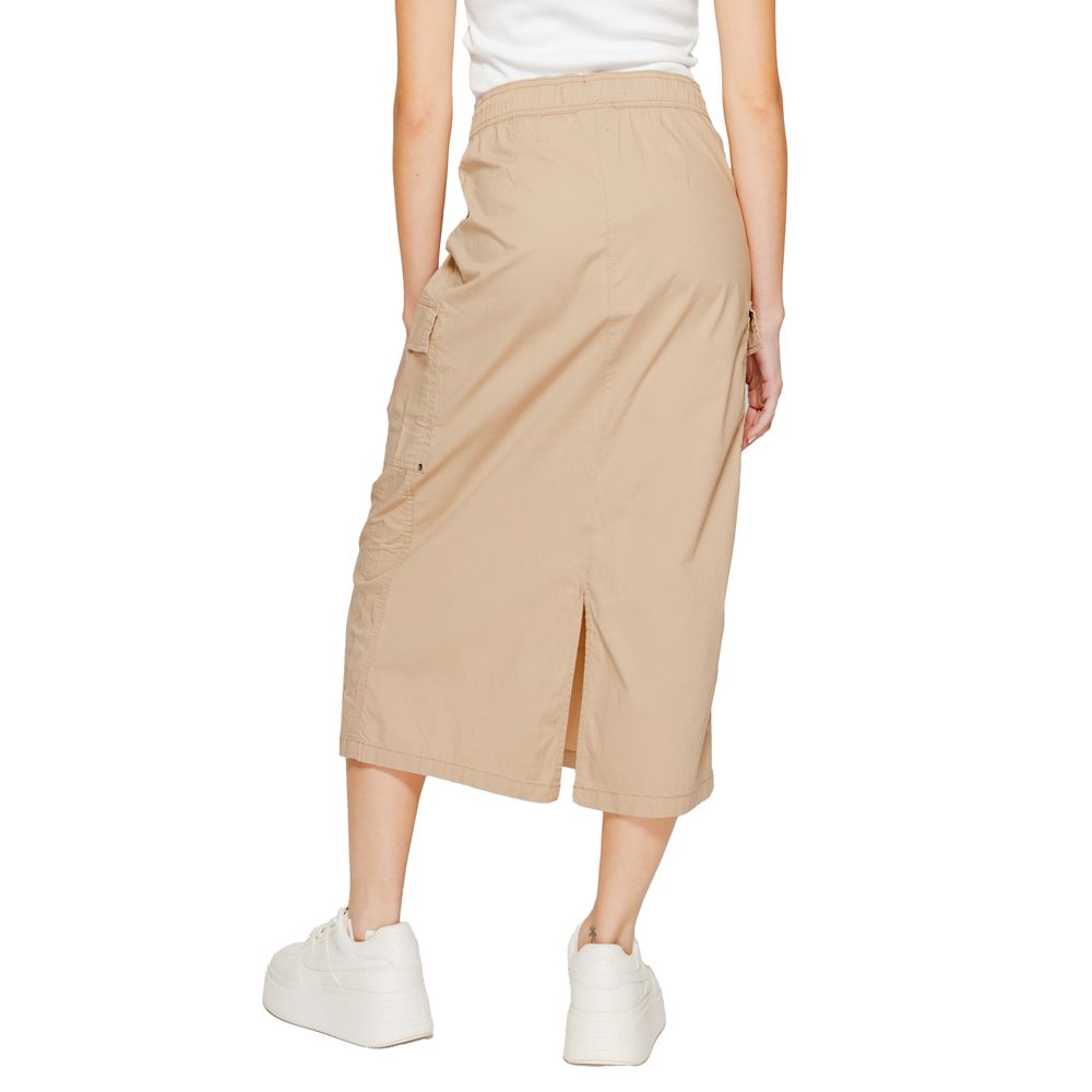 Beige Cotton Midi Skirt - ventzia