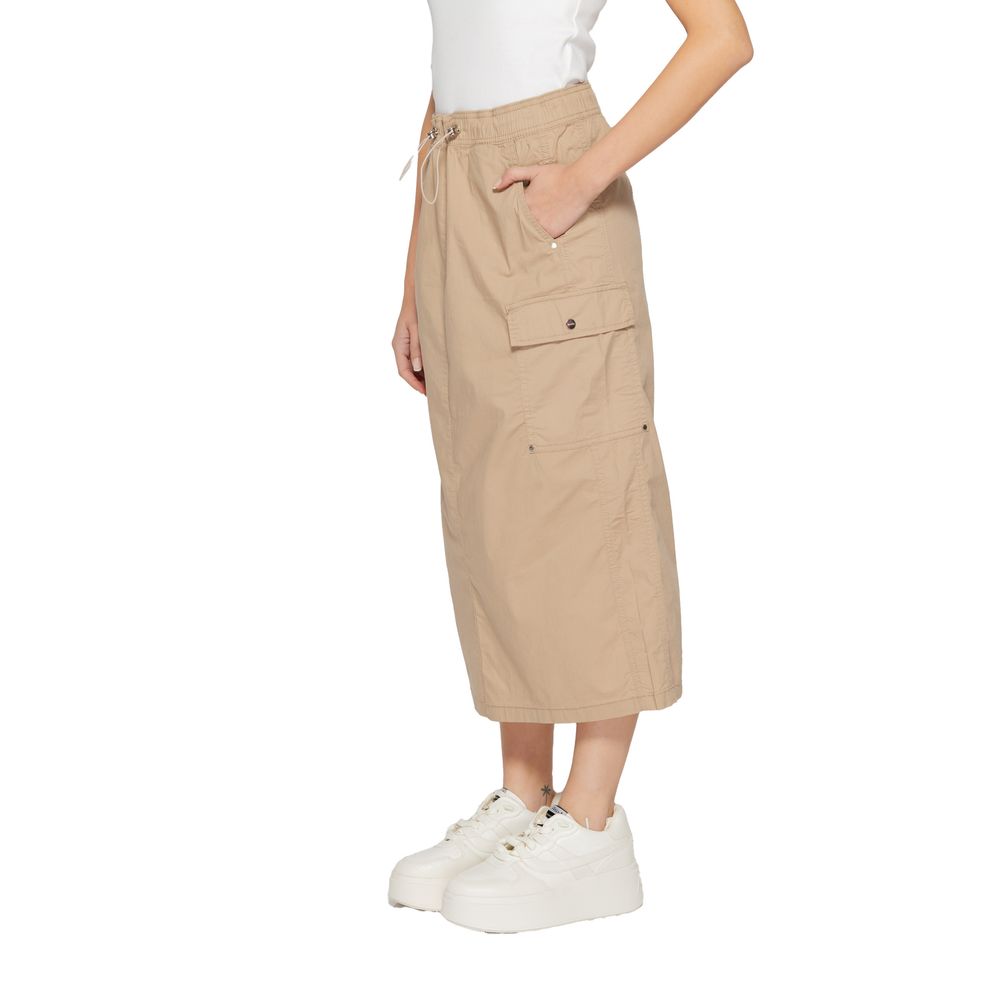 Beige Cotton Midi Skirt - ventzia