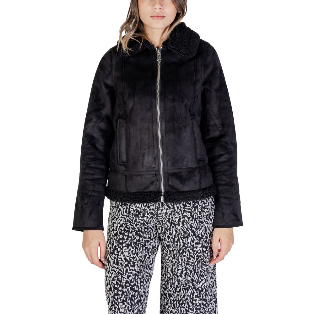 Black Polyester Jackets & Coat - ventzia