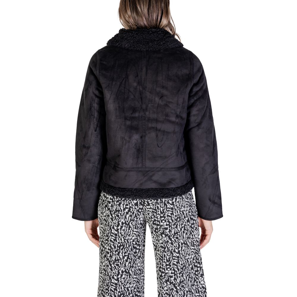 Black Polyester Jackets & Coat - ventzia