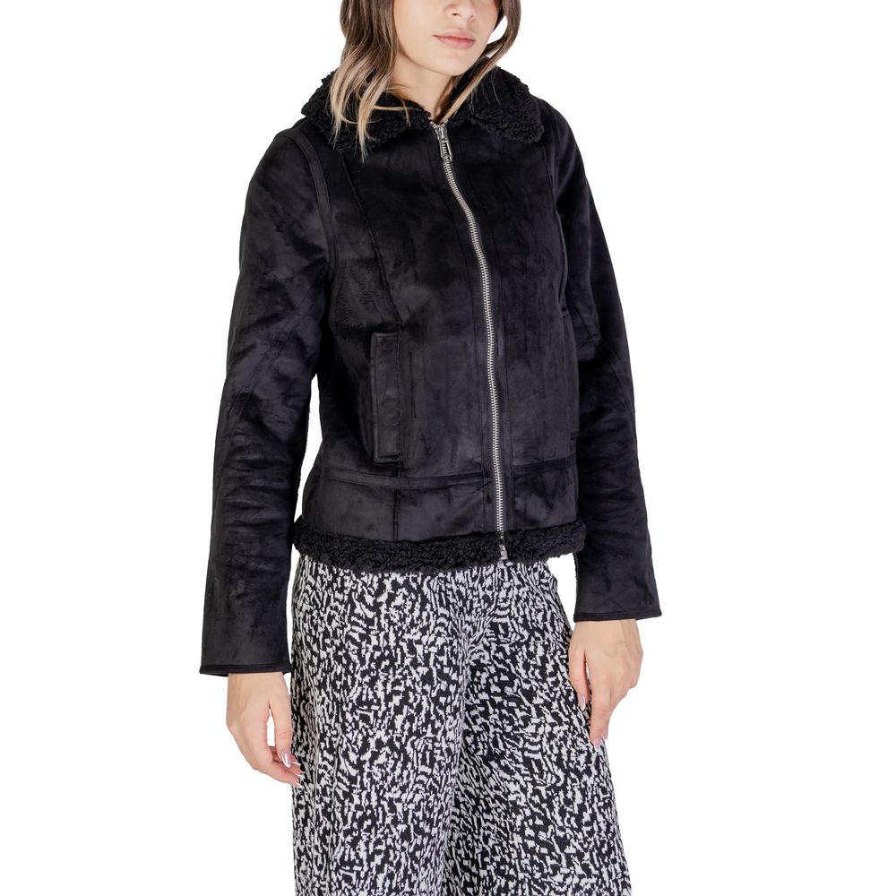 Black Polyester Jackets & Coat - ventzia
