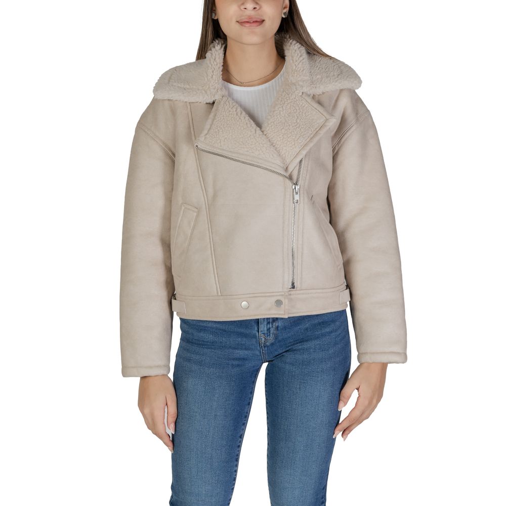 Beige Artificial Leather Jackets & Coat - ventzia