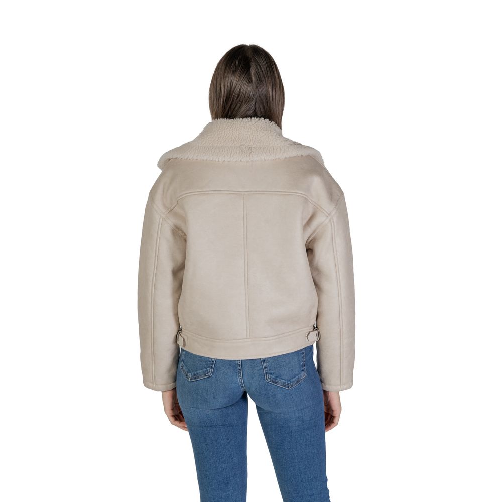 Beige Artificial Leather Jackets & Coat - ventzia