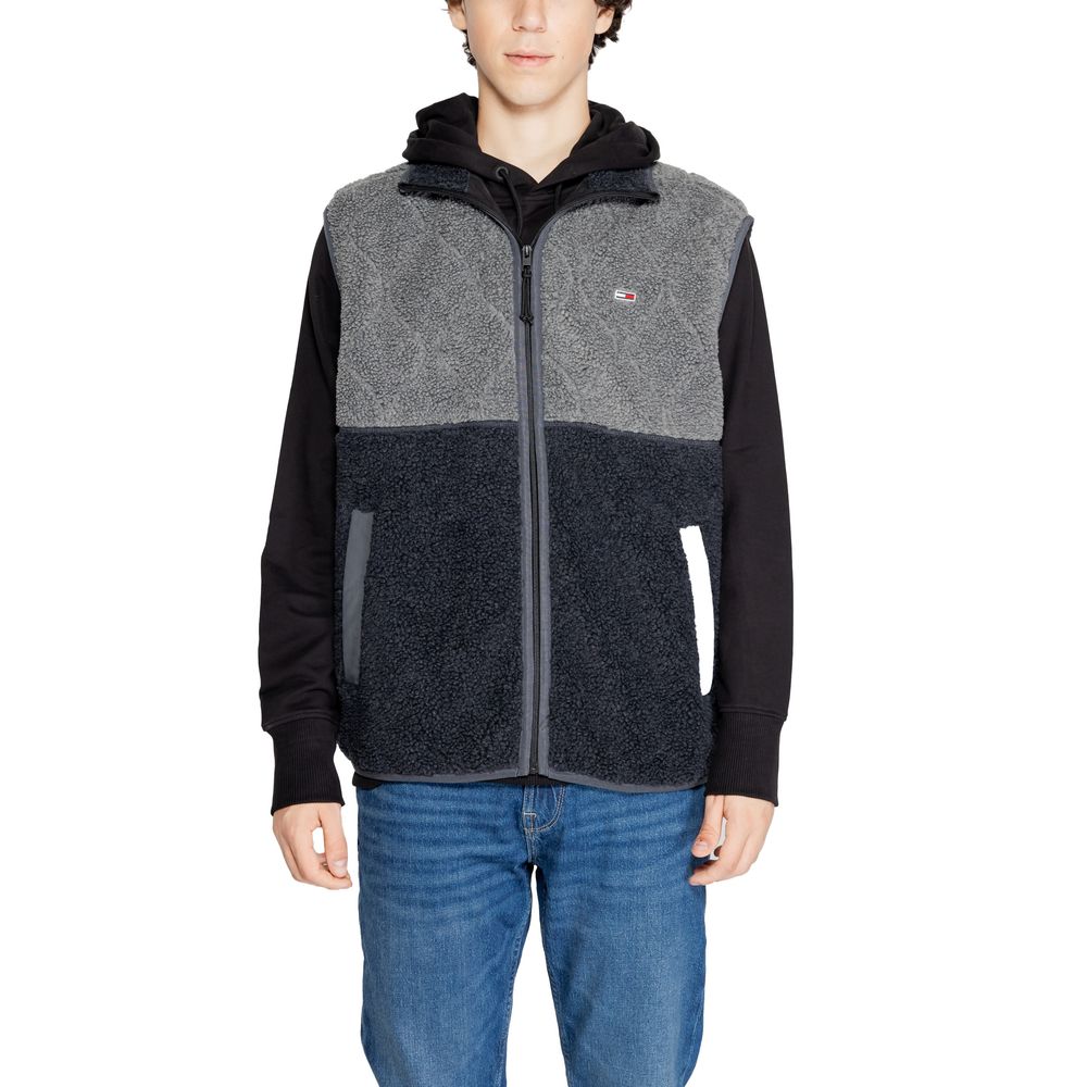Black Recycled Polyester Sleveless Jacket - ventzia