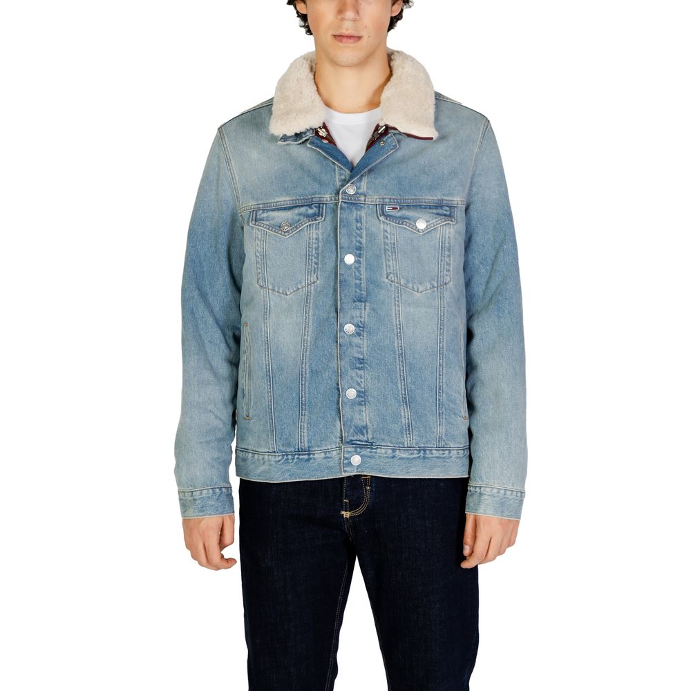 Light Blue Cotton Jackets & Coat - ventzia