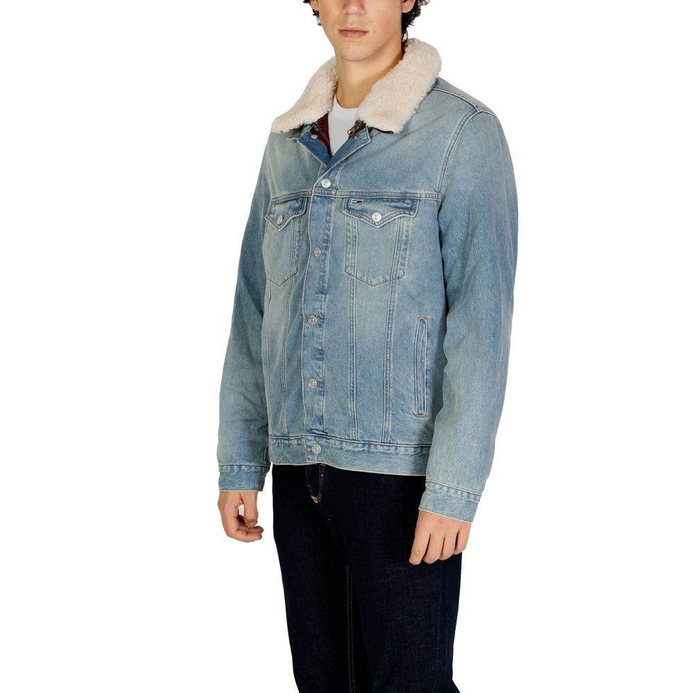 Light Blue Cotton Jackets & Coat - ventzia