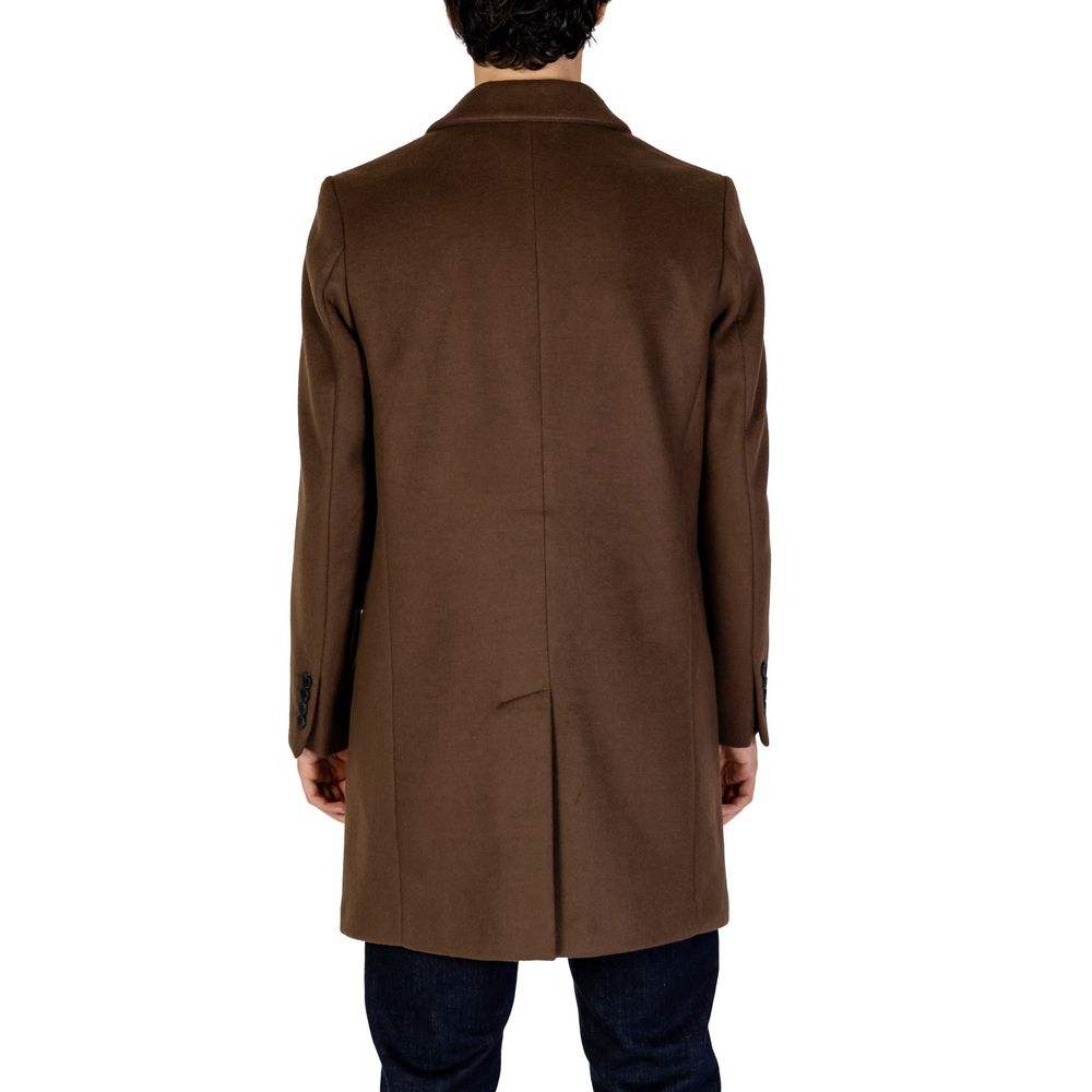 Brown Polyester Coat - ventzia